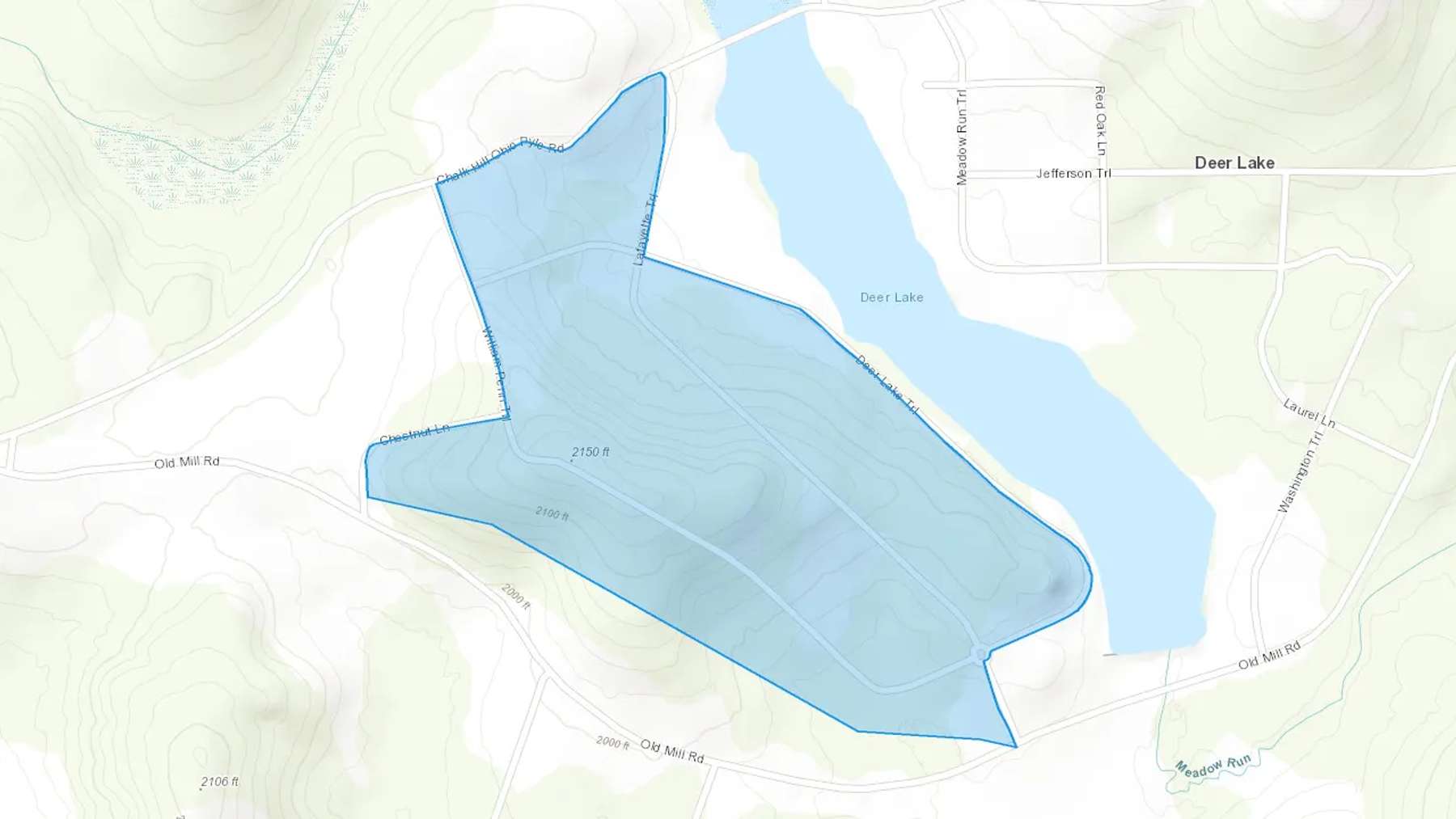 Chalk Hill, PA Cash heating Oil delivery map Map of the COD Fuel Oil delivery service area for Chalk Hill, PA