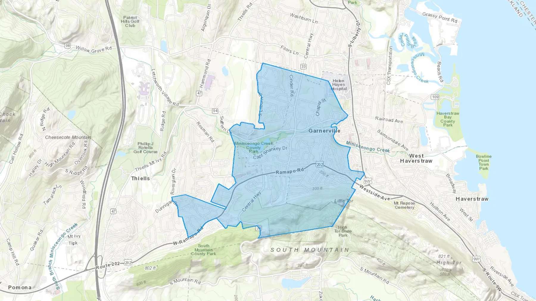 Garnerville, NY Cash heating Oil delivery map Map of the COD Fuel Oil delivery service area for Garnerville, NY