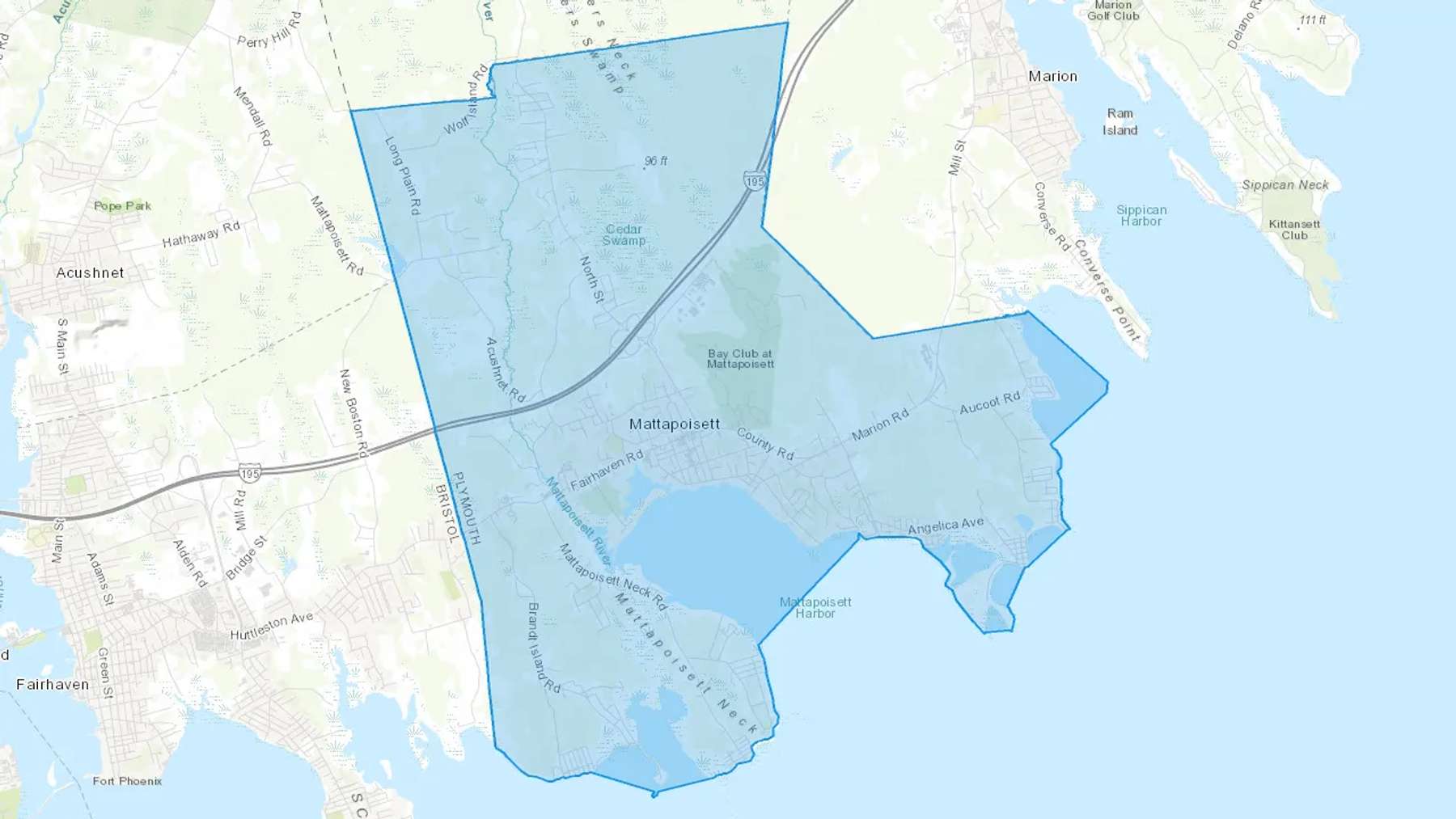 Mattapoisett, MA Cash heating Oil delivery map Map of the COD Fuel Oil delivery service area for Mattapoisett, MA