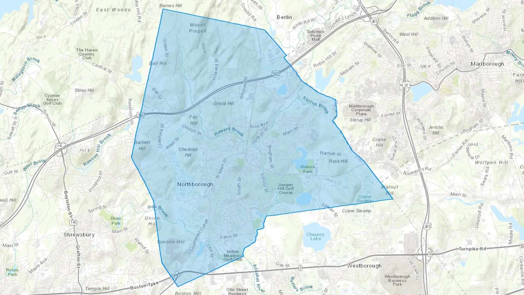 Northborough, MA Cash heating Oil delivery map Map of the COD Fuel Oil delivery service area for Northborough, MA
