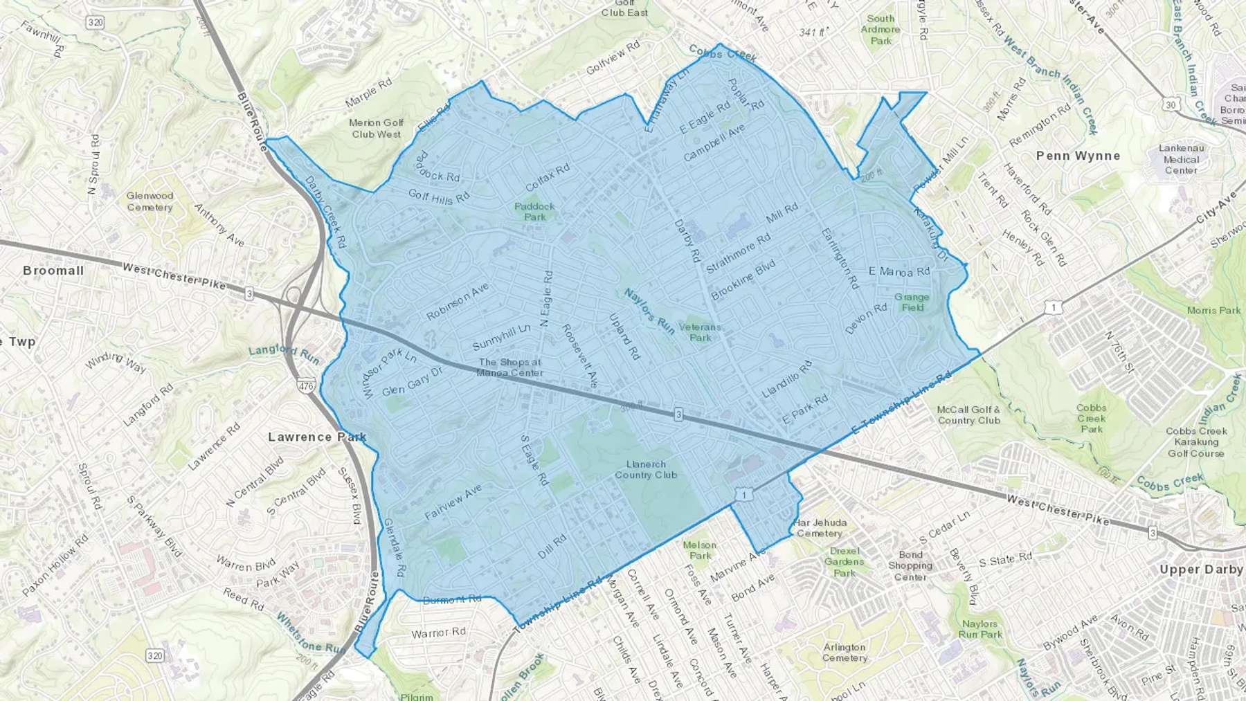 Havertown, PA Cash heating Oil delivery map Map of the COD Fuel Oil delivery service area for Havertown, PA