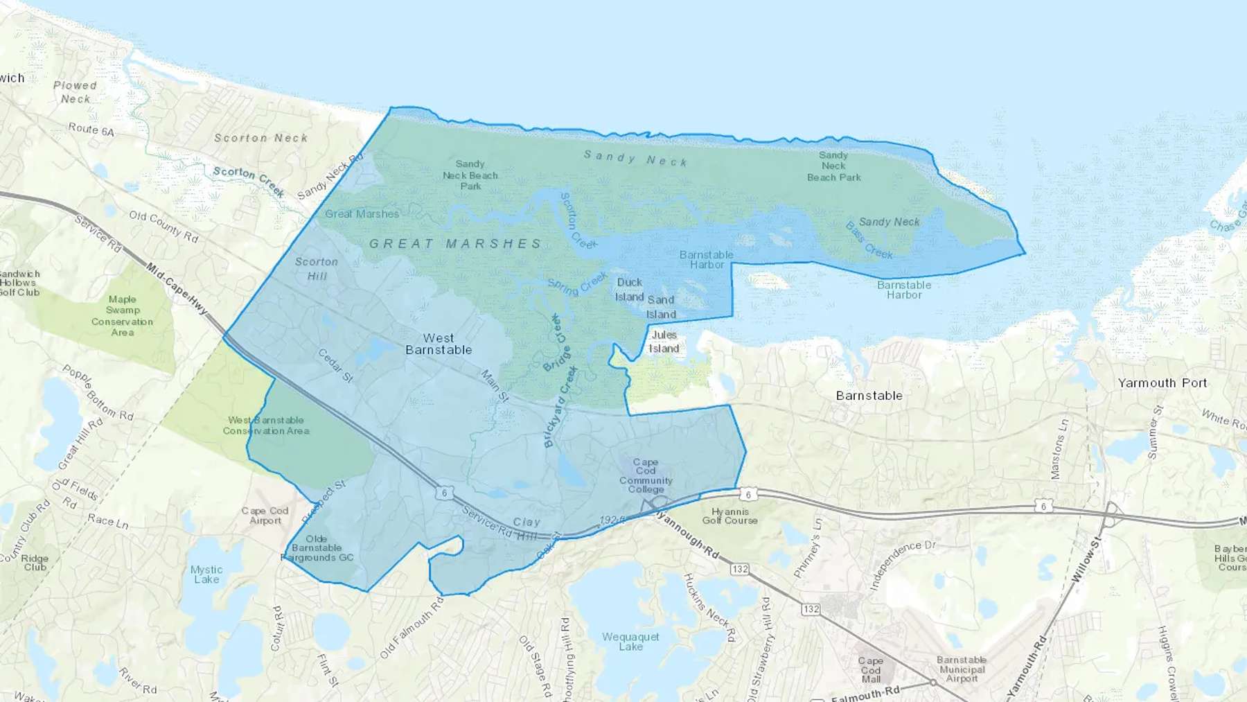 West Barnstable, MA Cash heating Oil delivery map Map of the COD Fuel Oil delivery service area for West Barnstable, MA
