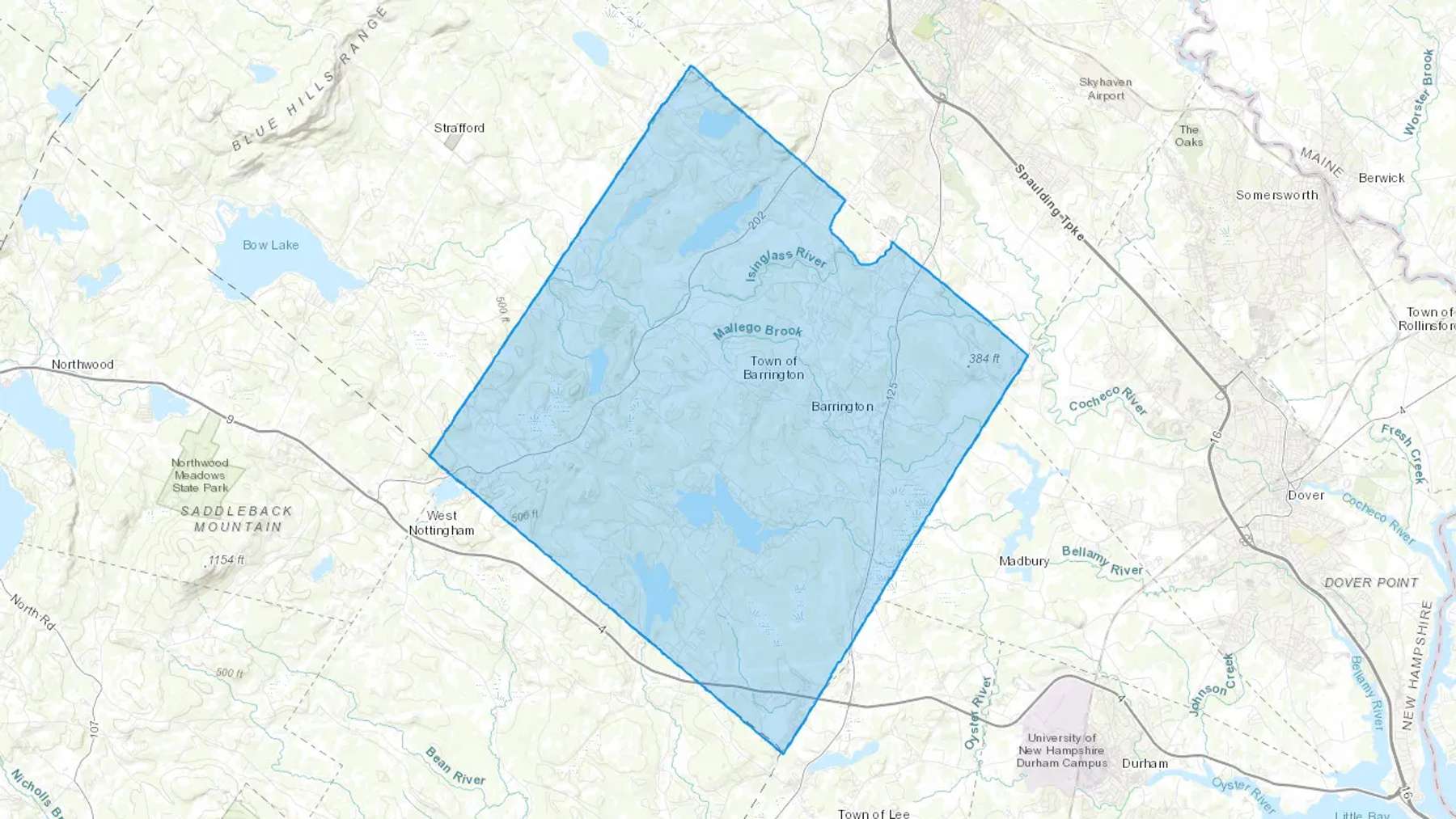 Barrington, NH Cash heating Oil delivery map Map of the COD Fuel Oil delivery service area for Barrington, NH
