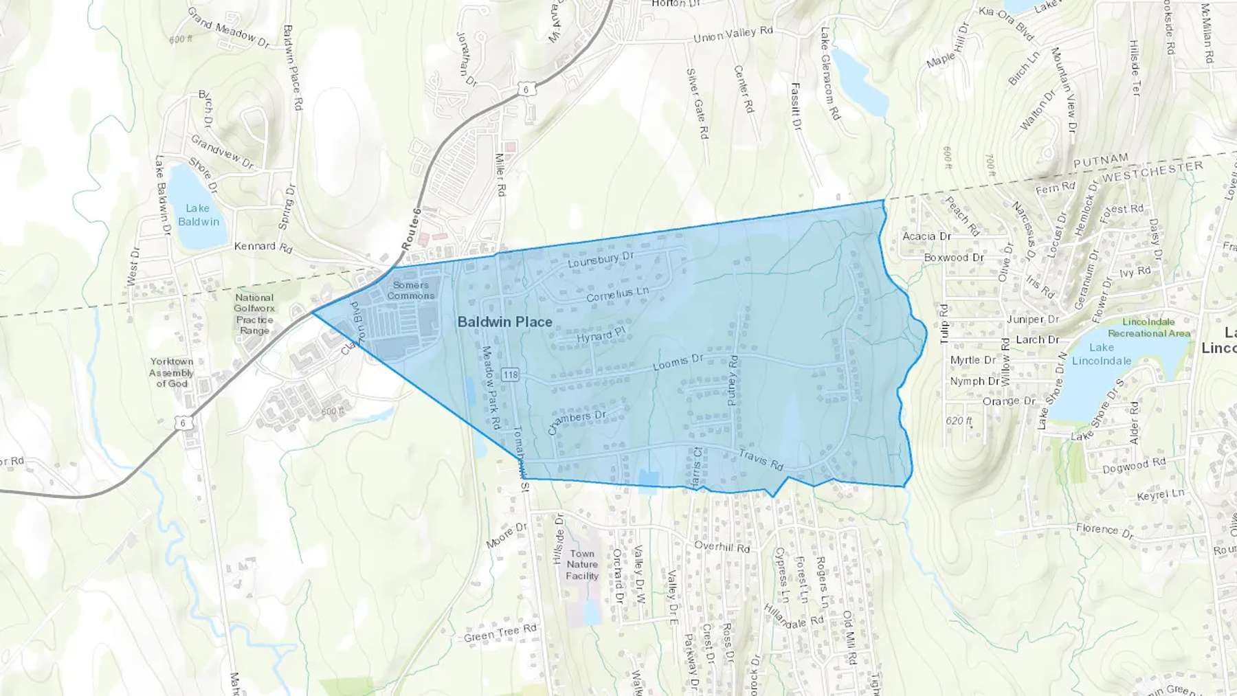 Baldwin Place, NY Cash heating Oil delivery map Map of the COD Fuel Oil delivery service area for Baldwin Place, NY