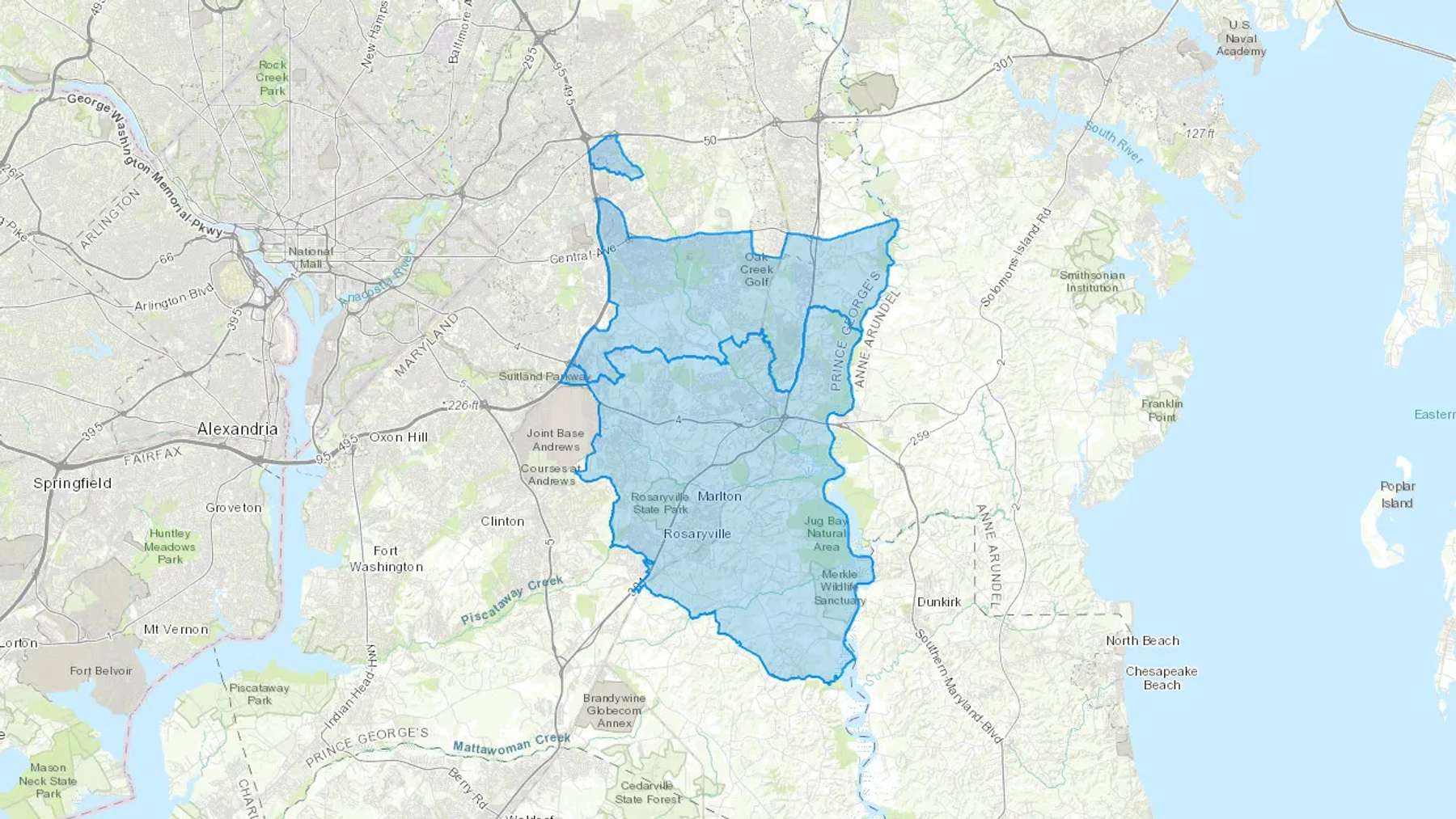 Upper Marlboro, MD Cash heating Oil delivery map Map of the COD Fuel Oil delivery service area for Upper Marlboro, MD