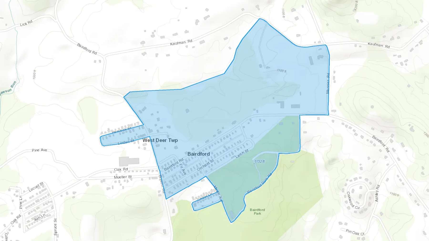 Bairdford, PA Cash heating Oil delivery map Map of the COD Fuel Oil delivery service area for Bairdford, PA