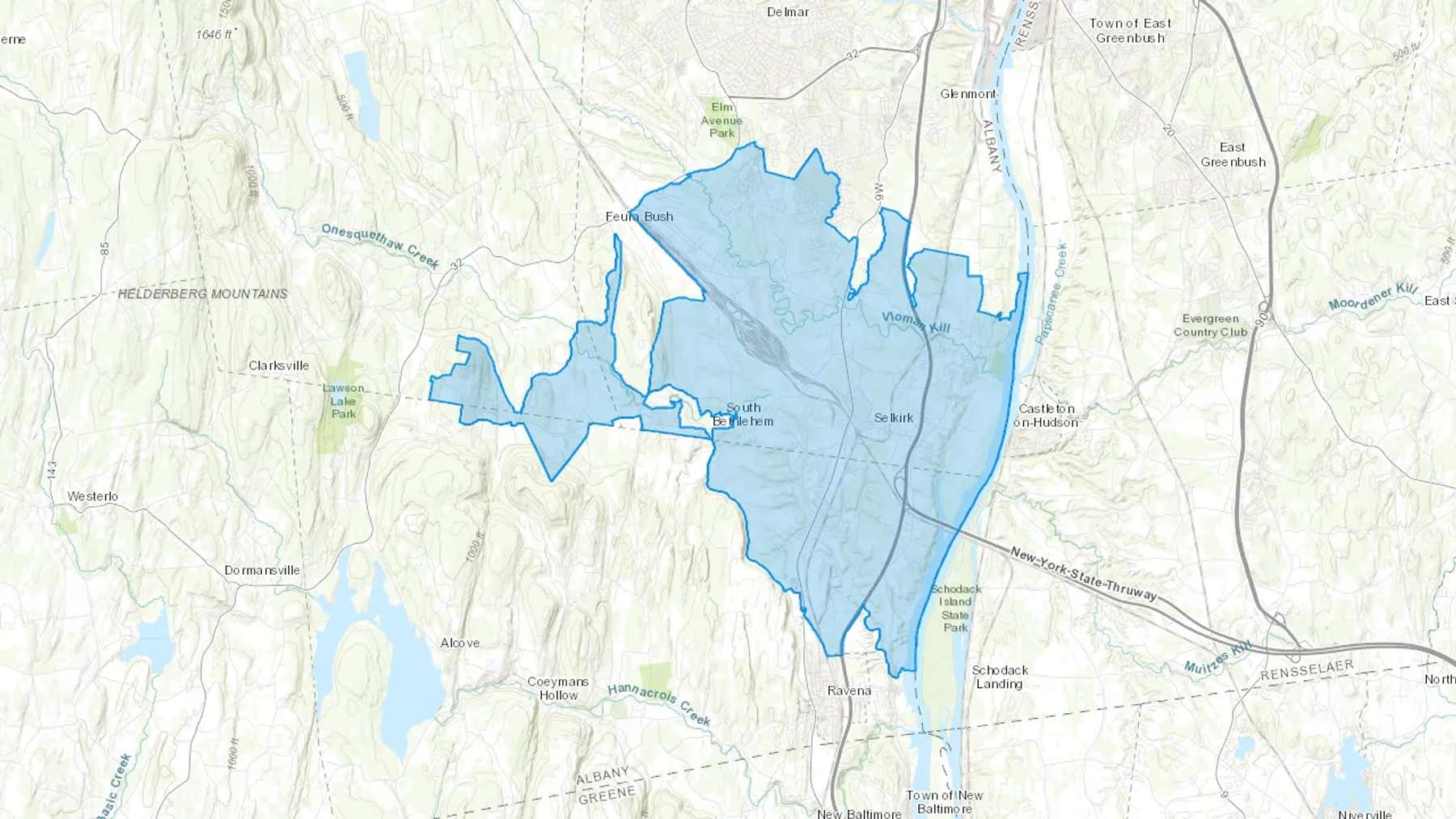 Selkirk, NY Cash heating Oil delivery map Map of the COD Fuel Oil delivery service area for Selkirk, NY