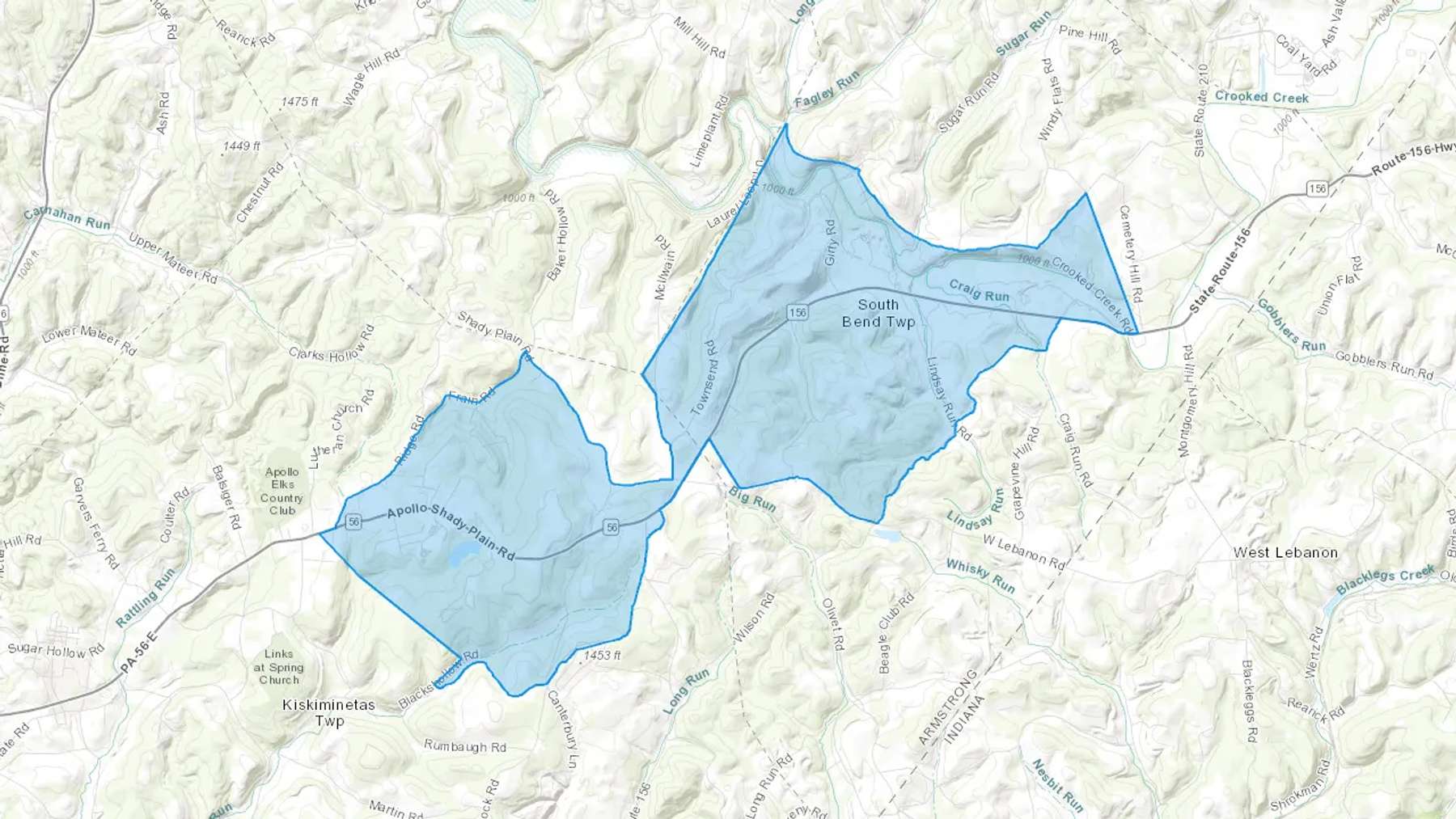 Spring Church, PA Cash heating Oil delivery map Map of the COD Fuel Oil delivery service area for Spring Church, PA