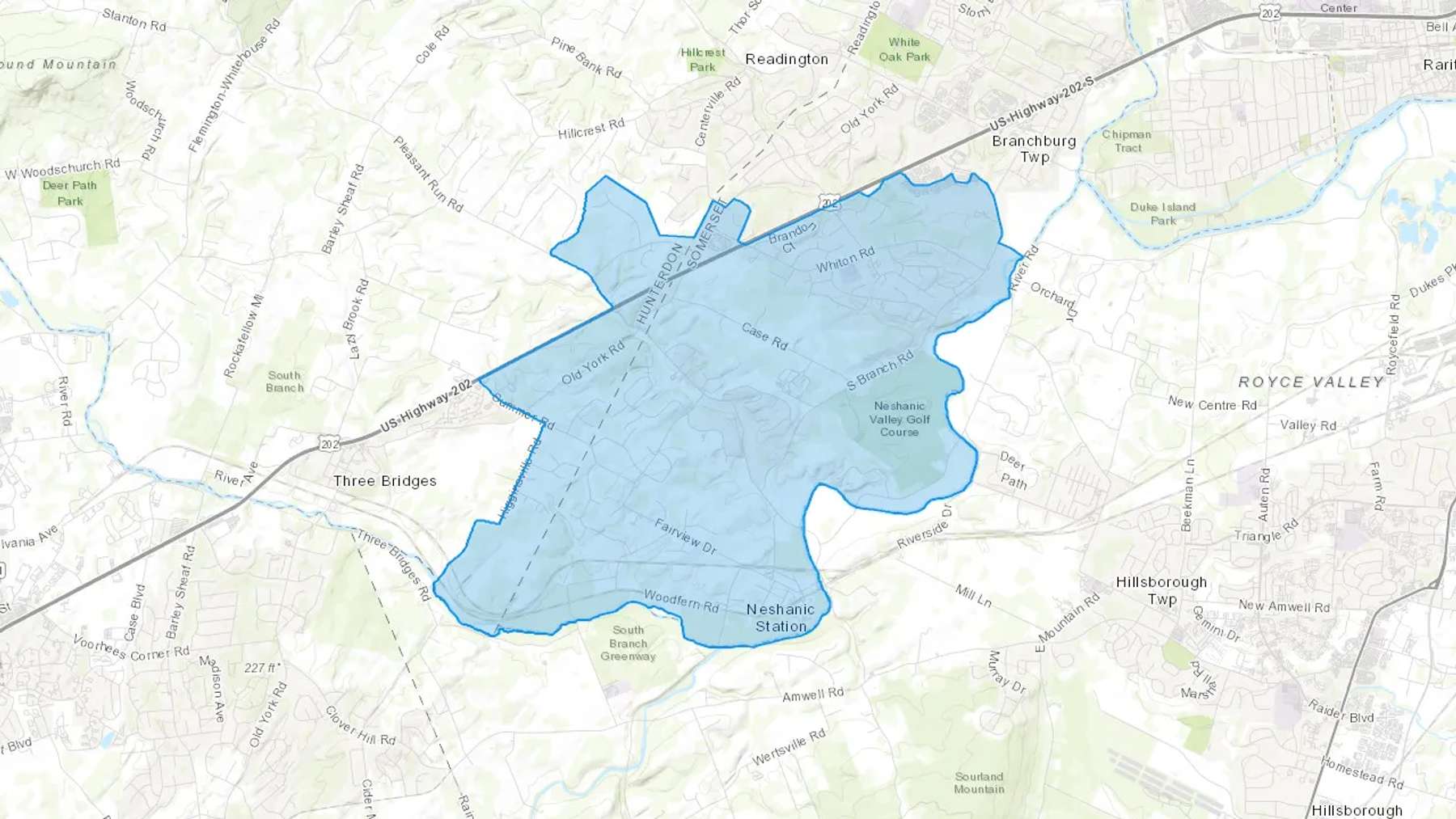 Neshanic Station, NJ Cash heating Oil delivery map Map of the COD Fuel Oil delivery service area for Neshanic Station, NJ
