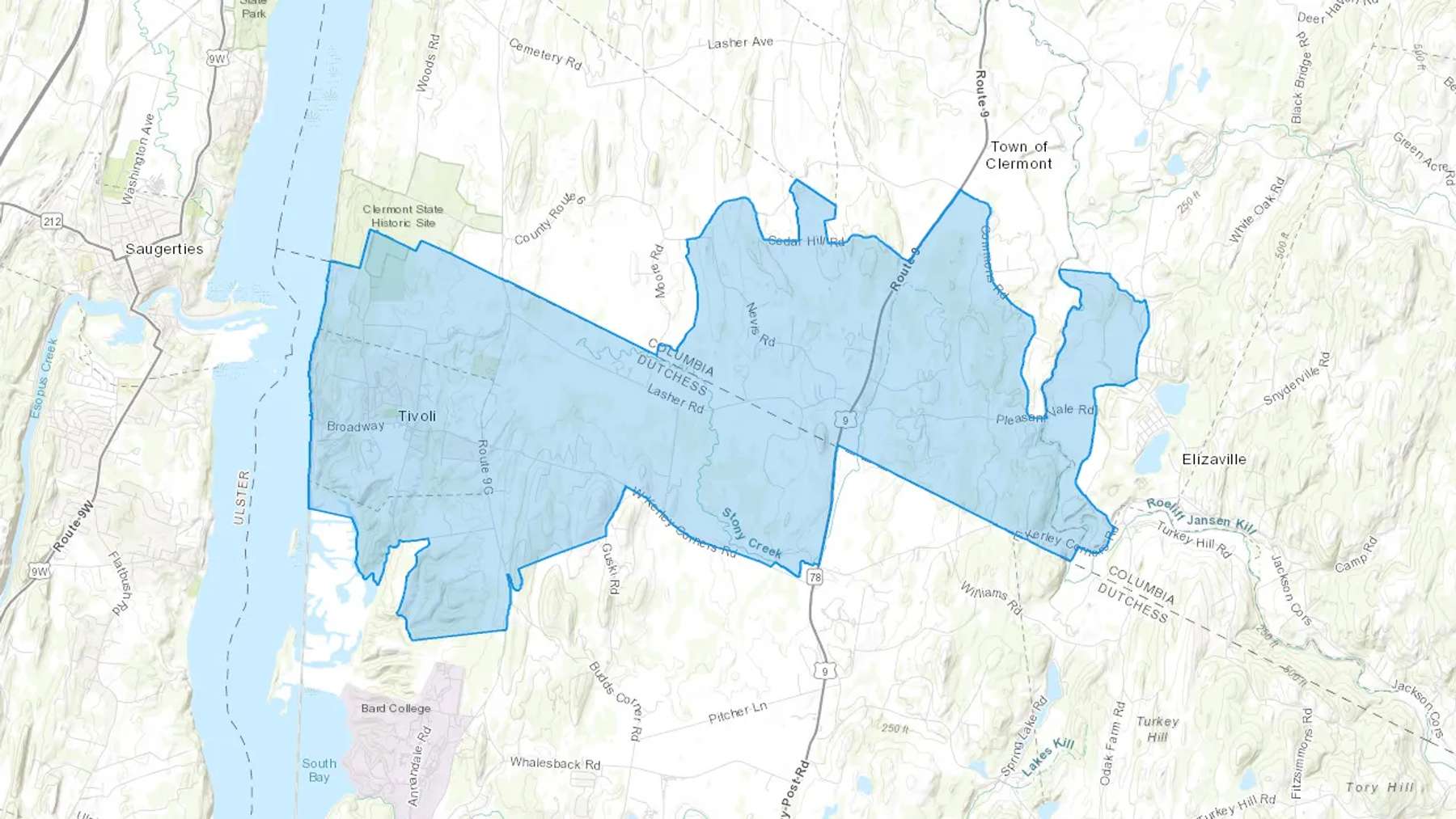 Tivoli, NY Cash heating Oil delivery map Map of the COD Fuel Oil delivery service area for Tivoli, NY