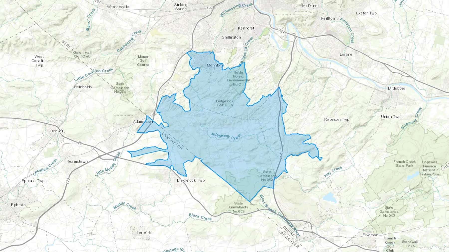 Mohnton, PA Cash heating Oil delivery map Map of the COD Fuel Oil delivery service area for Mohnton, PA
