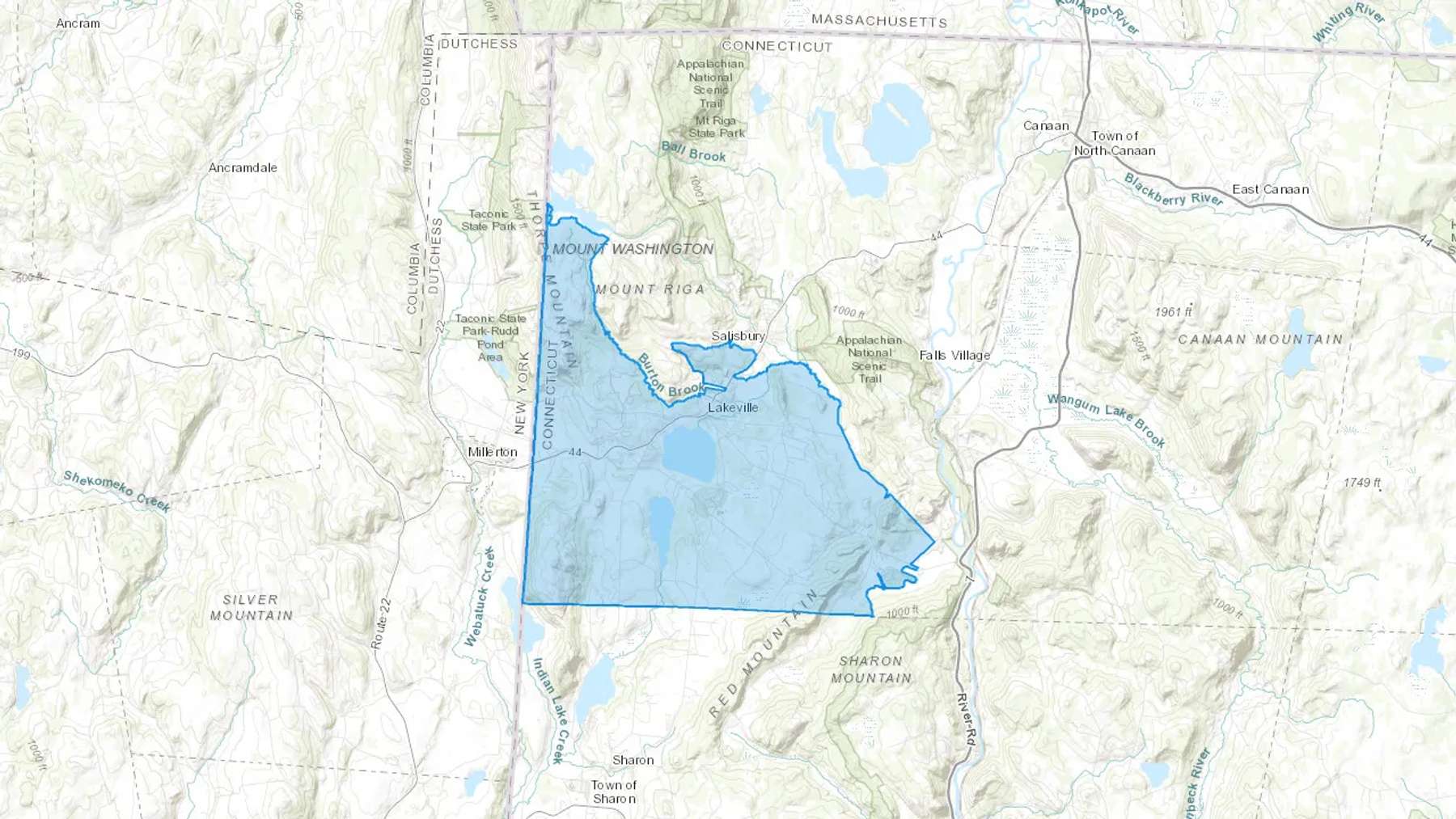 Lakeville, CT Cash heating Oil delivery map Map of the COD Fuel Oil delivery service area for Lakeville, CT