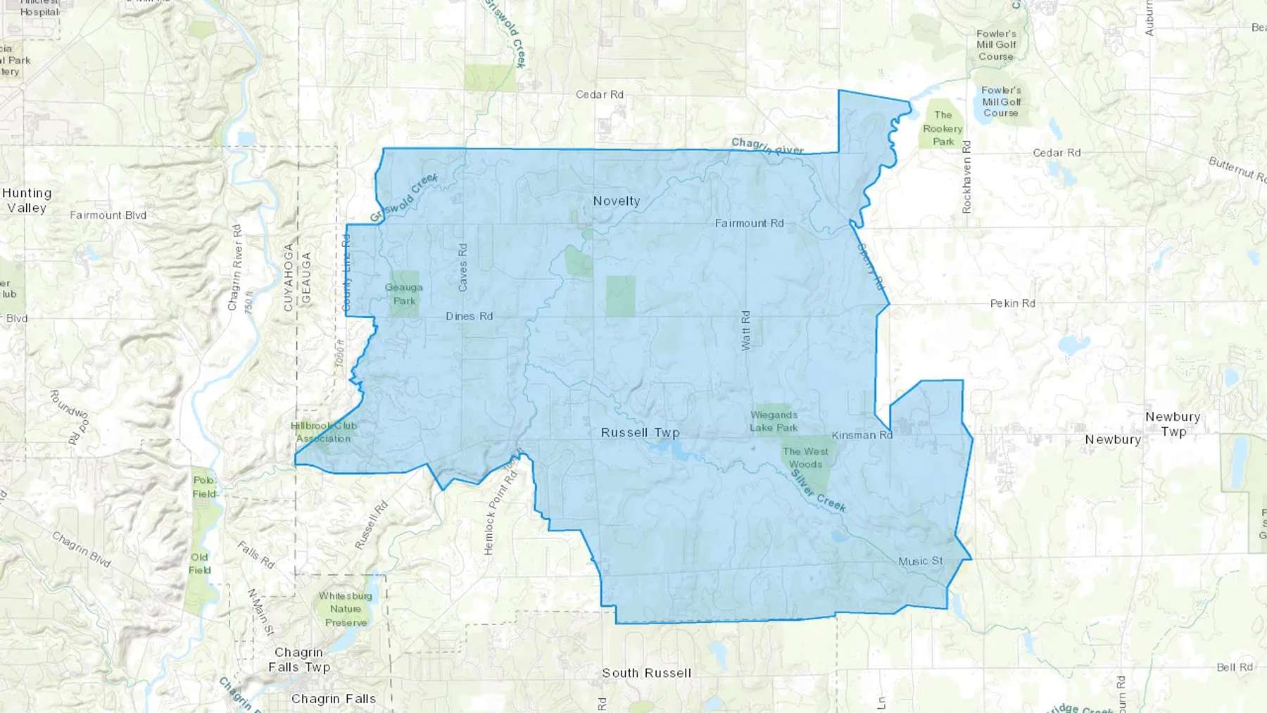 Novelty, OH Cash heating Oil delivery map Map of the COD Fuel Oil delivery service area for Novelty, OH