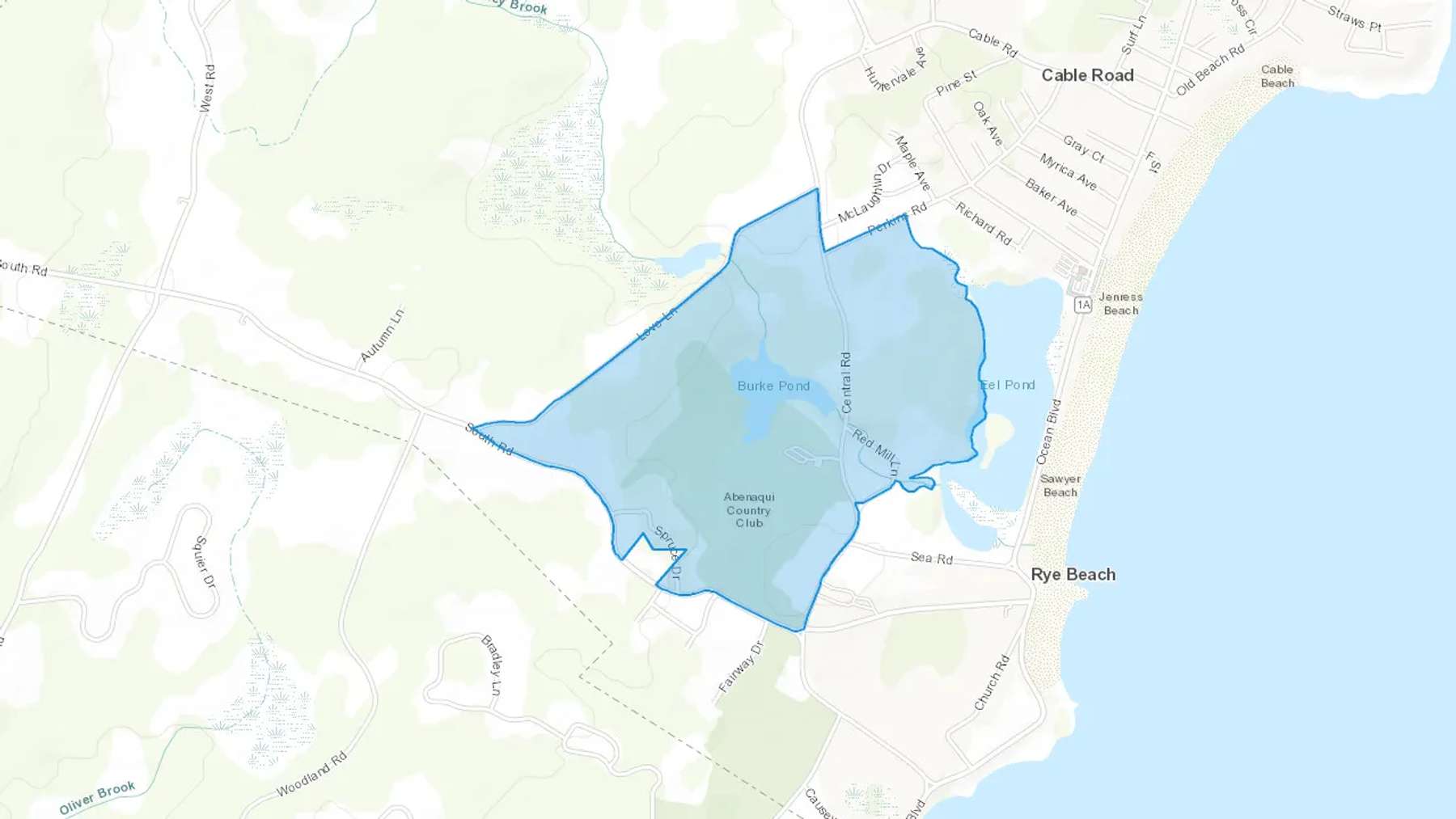Rye Beach, NH Cash heating Oil delivery map Map of the COD Fuel Oil delivery service area for Rye Beach, NH