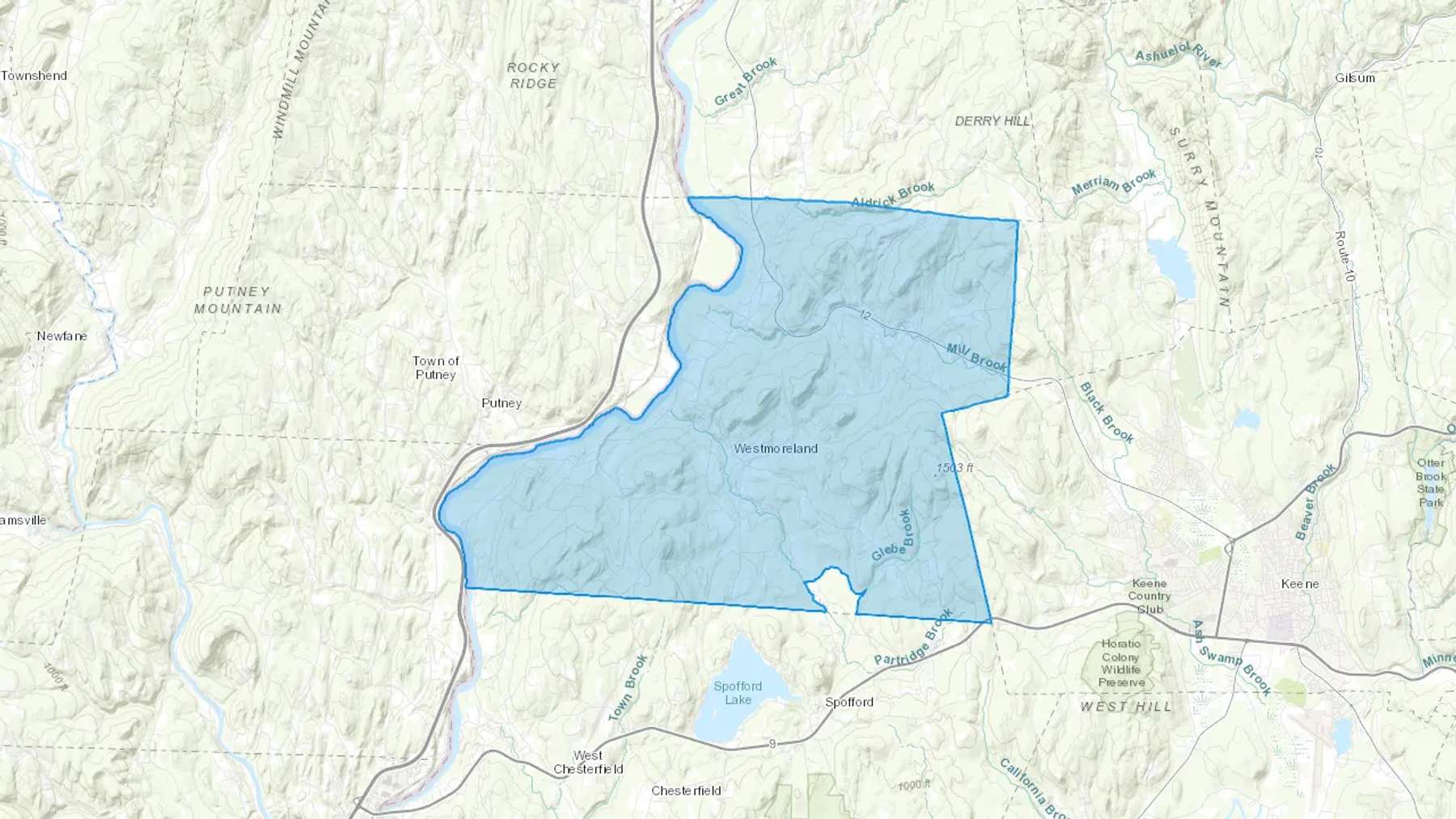 Westmoreland, NH Cash heating Oil delivery map Map of the COD Fuel Oil delivery service area for Westmoreland, NH