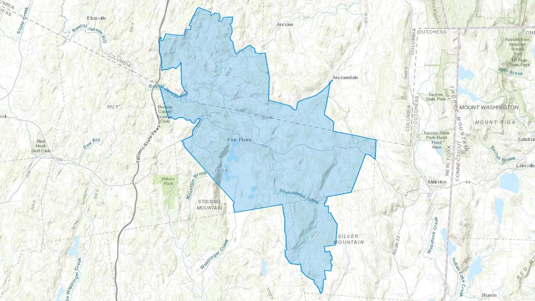 Pine Plains, NY Cash heating Oil delivery map Map of the COD Fuel Oil delivery service area for Pine Plains, NY