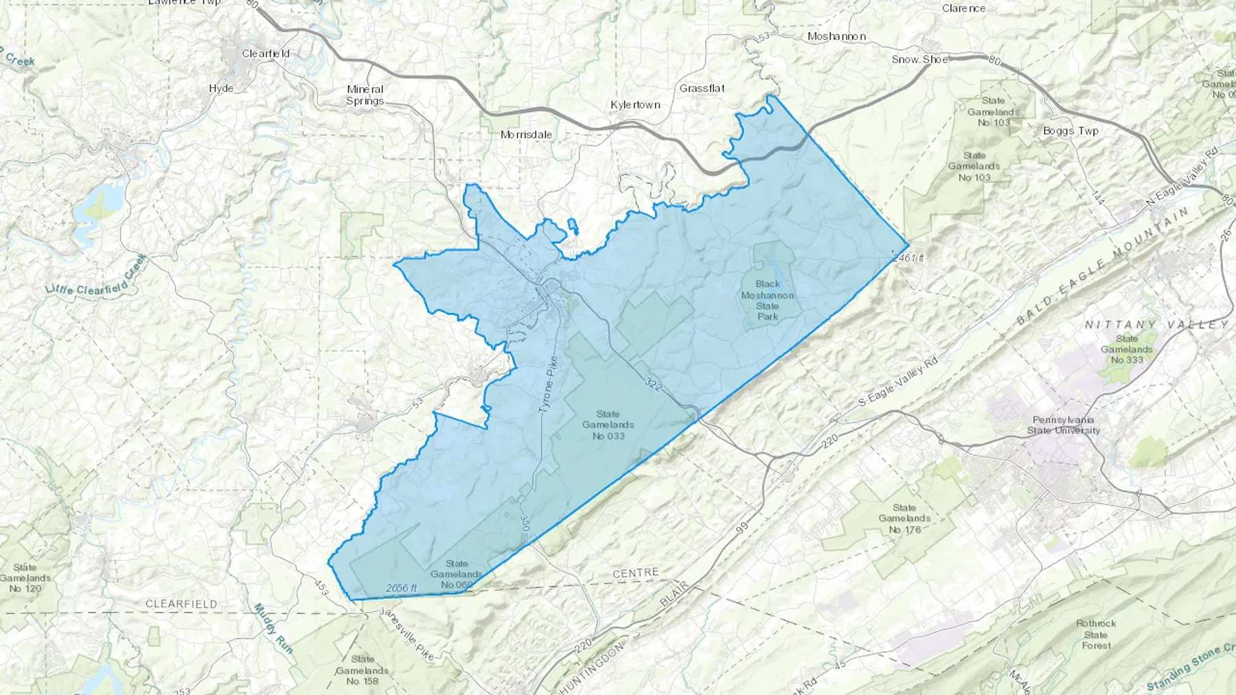 Philipsburg, PA Cash heating Oil delivery map Map of the COD Fuel Oil delivery service area for Philipsburg, PA