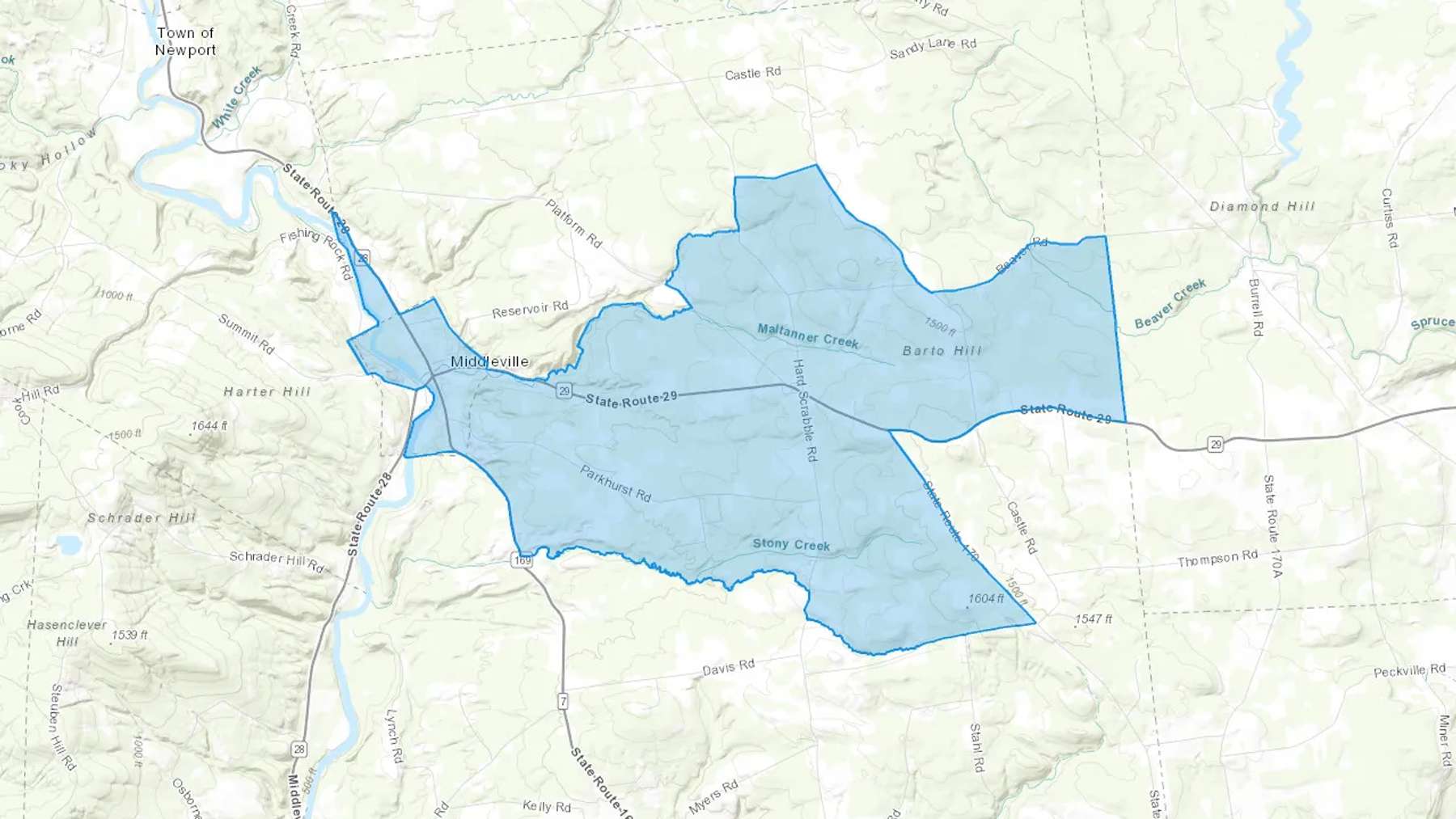 Middleville, NY Cash heating Oil delivery map Map of the COD Fuel Oil delivery service area for Middleville, NY