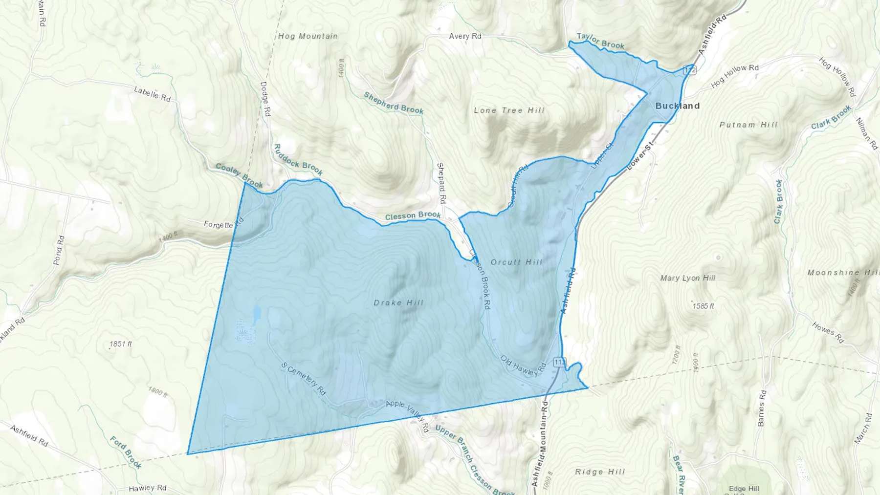Buckland, MA Cash heating Oil delivery map Map of the COD Fuel Oil delivery service area for Buckland, MA