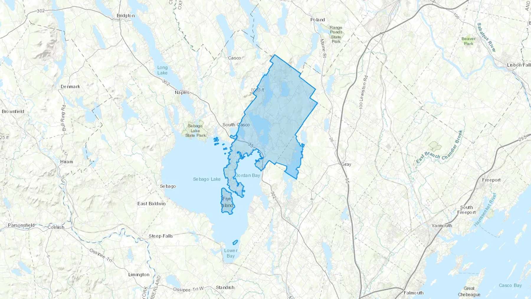 South Casco, ME Cash heating Oil delivery map Map of the COD Fuel Oil delivery service area for South Casco, ME