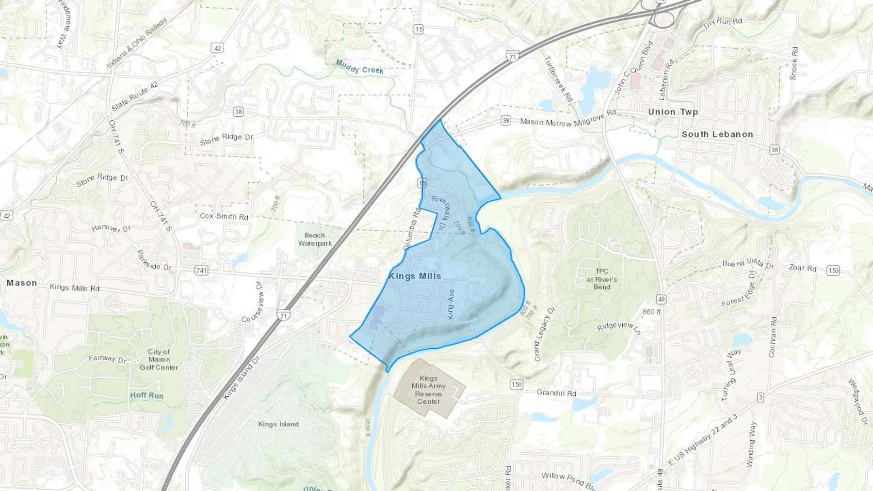 Kings Mills, OH Cash heating Oil delivery map Map of the COD Fuel Oil delivery service area for Kings Mills, OH