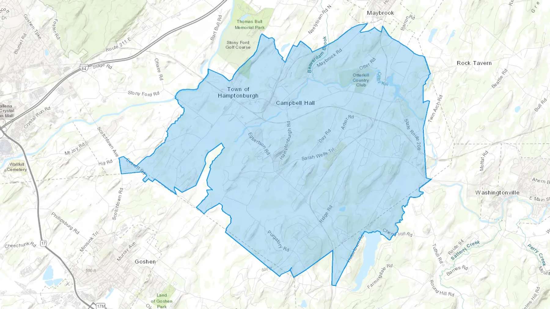 Campbell Hall, NY Cash heating Oil delivery map Map of the COD Fuel Oil delivery service area for Campbell Hall, NY