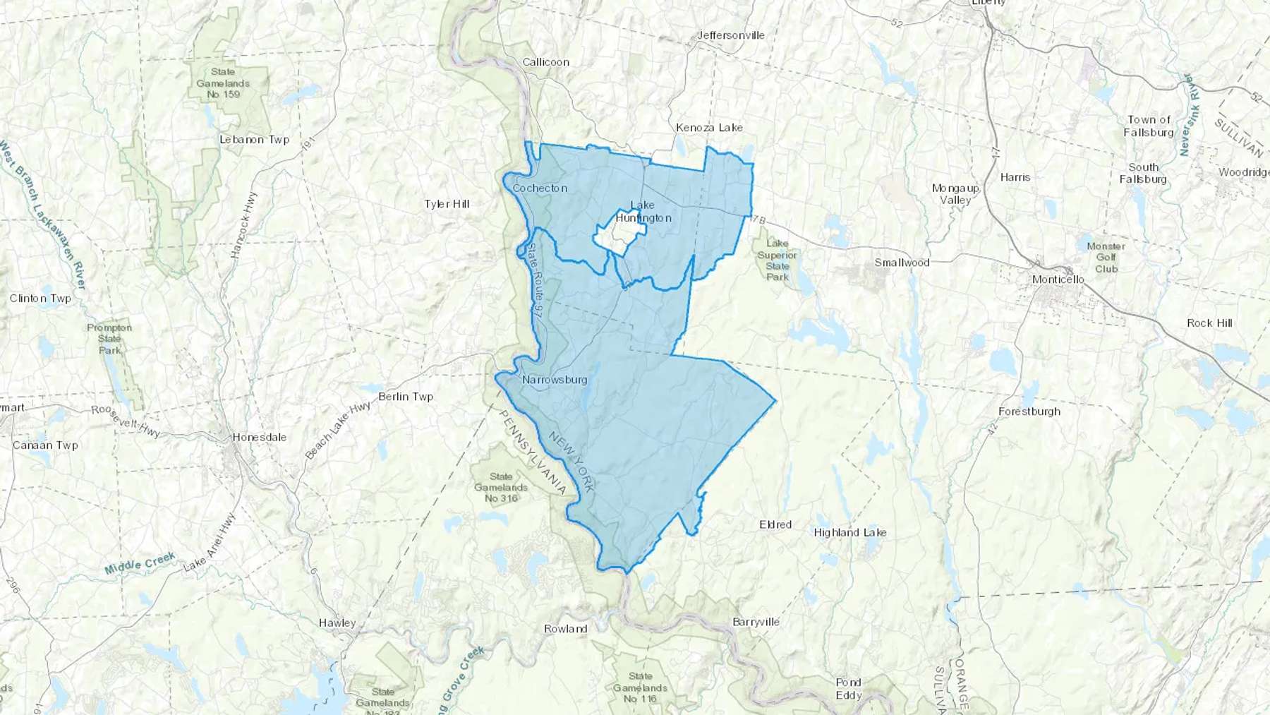 Cochecton, NY Cash heating Oil delivery map Map of the COD Fuel Oil delivery service area for Cochecton, NY