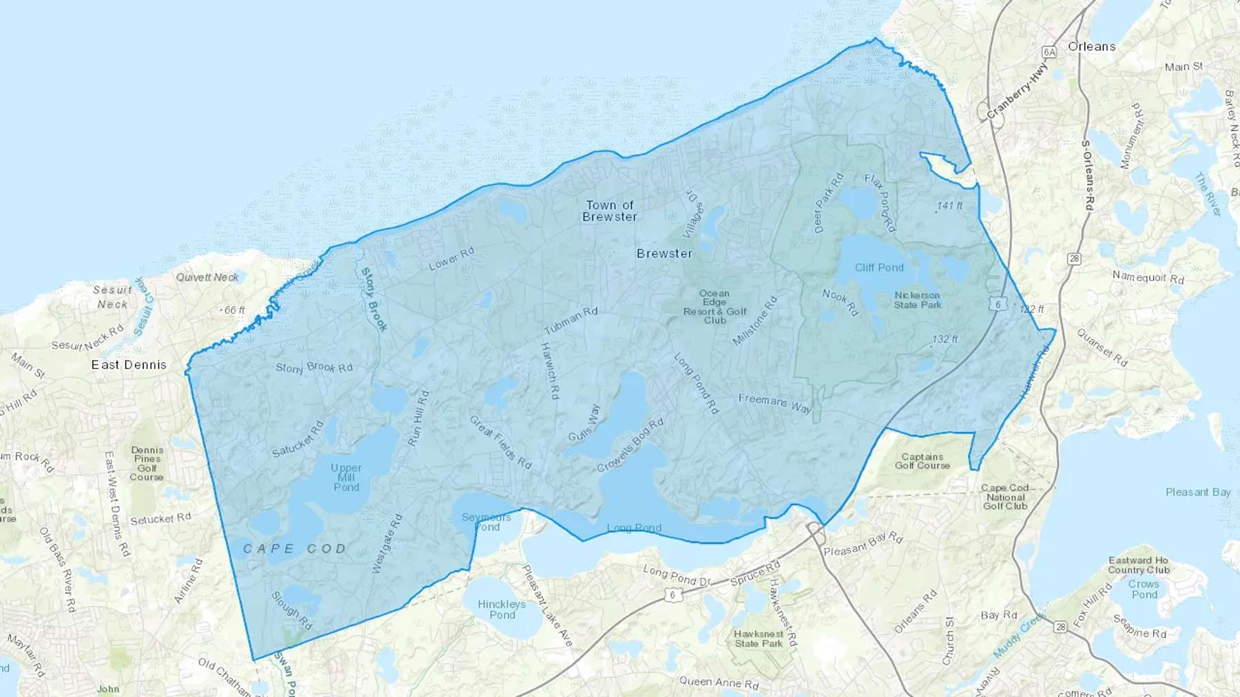 Brewster, MA Cash heating Oil delivery map Map of the COD Fuel Oil delivery service area for Brewster, MA