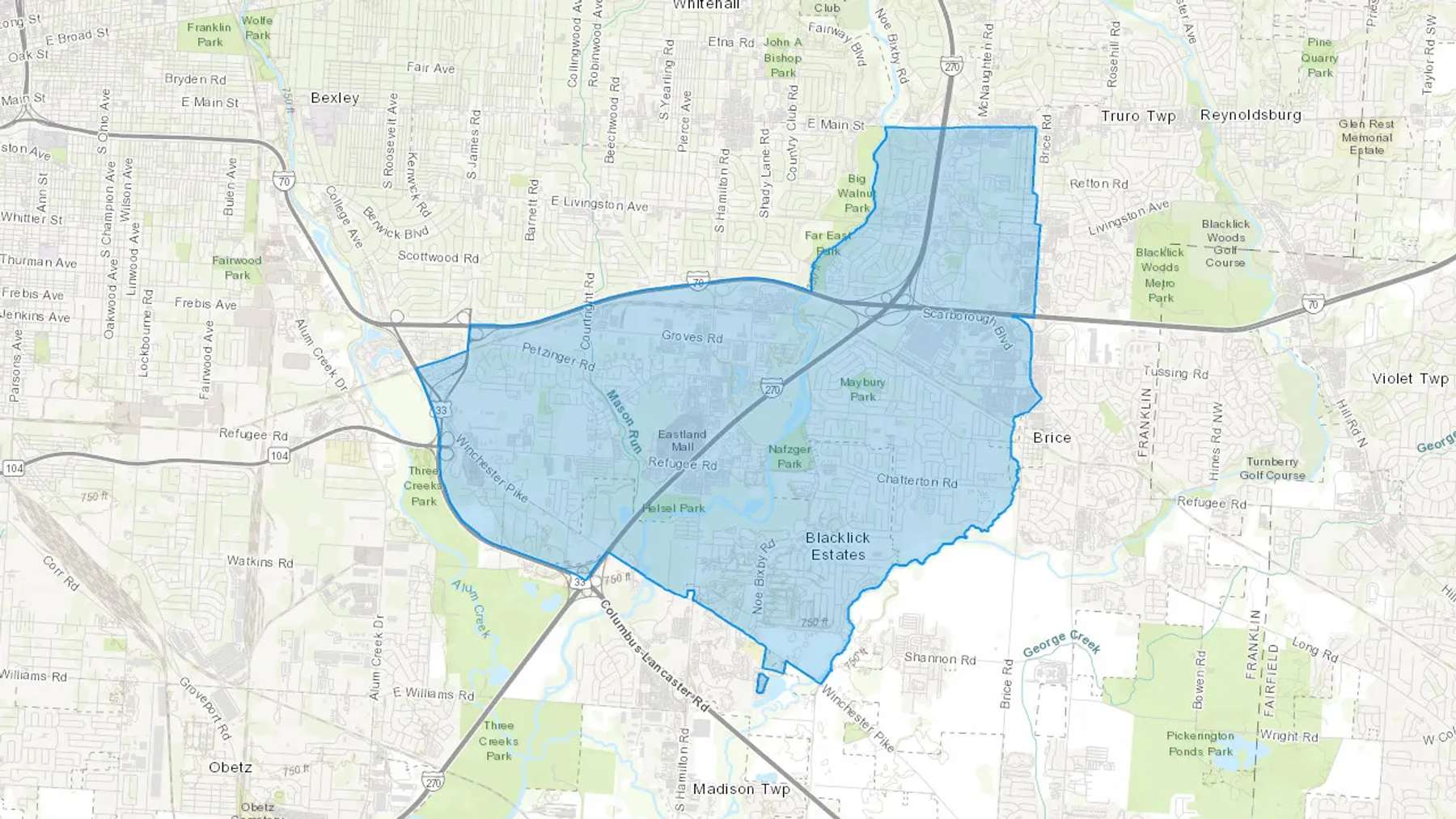 Brice, OH Cash heating Oil delivery map Map of the COD Fuel Oil delivery service area for Brice, OH