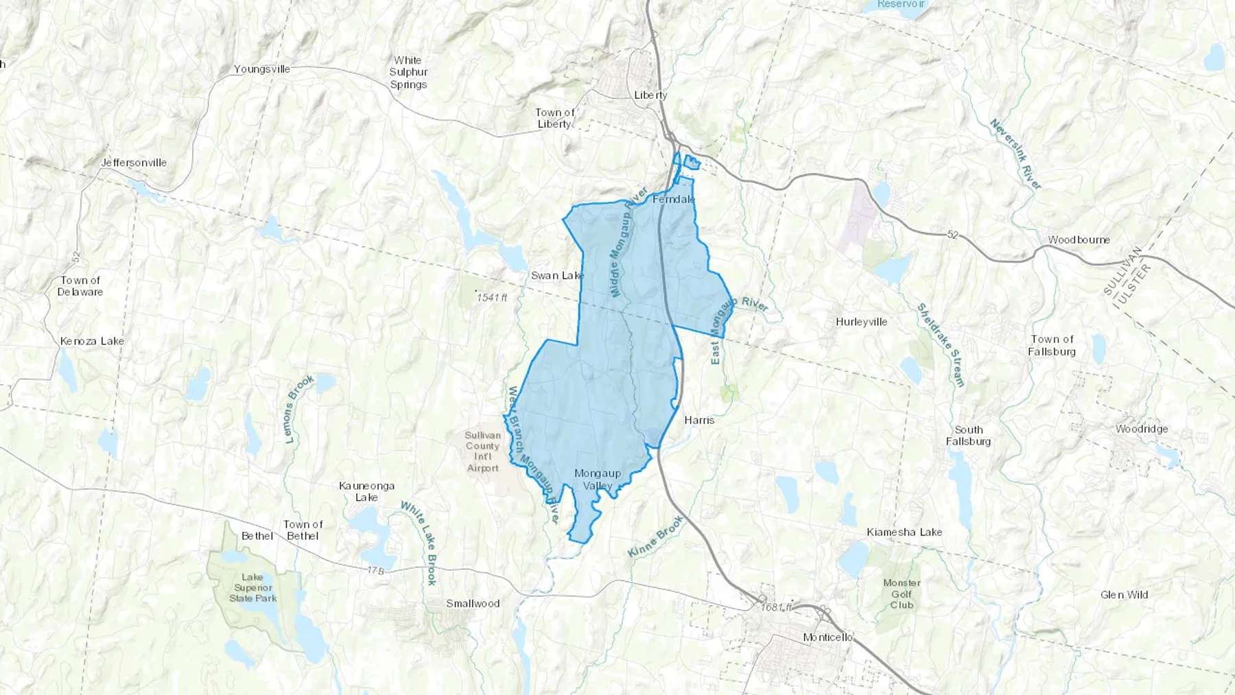 Ferndale, NY Cash heating Oil delivery map Map of the COD Fuel Oil delivery service area for Ferndale, NY