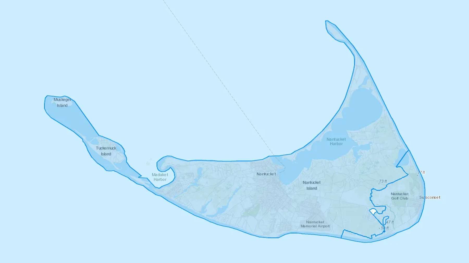 Nantucket, MA Cash heating Oil delivery map Map of the COD Fuel Oil delivery service area for Nantucket, MA