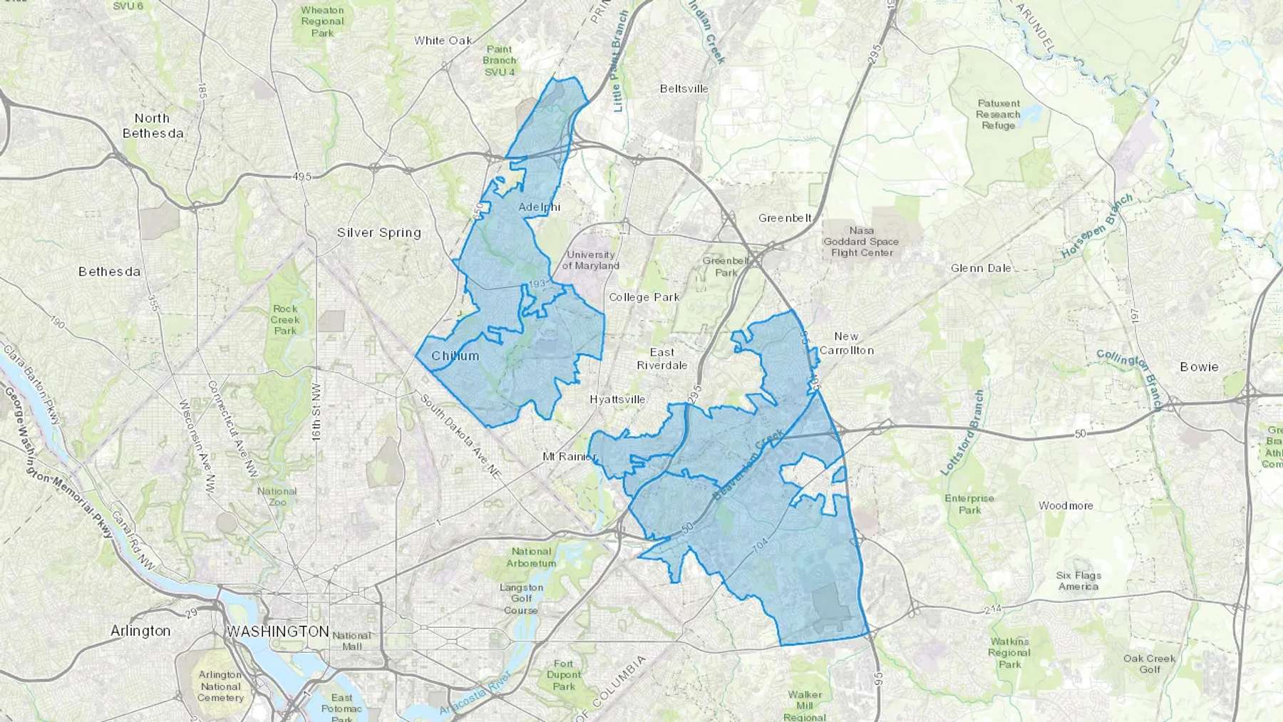 Hyattsville, MD Cash heating Oil delivery map Map of the COD Fuel Oil delivery service area for Hyattsville, MD