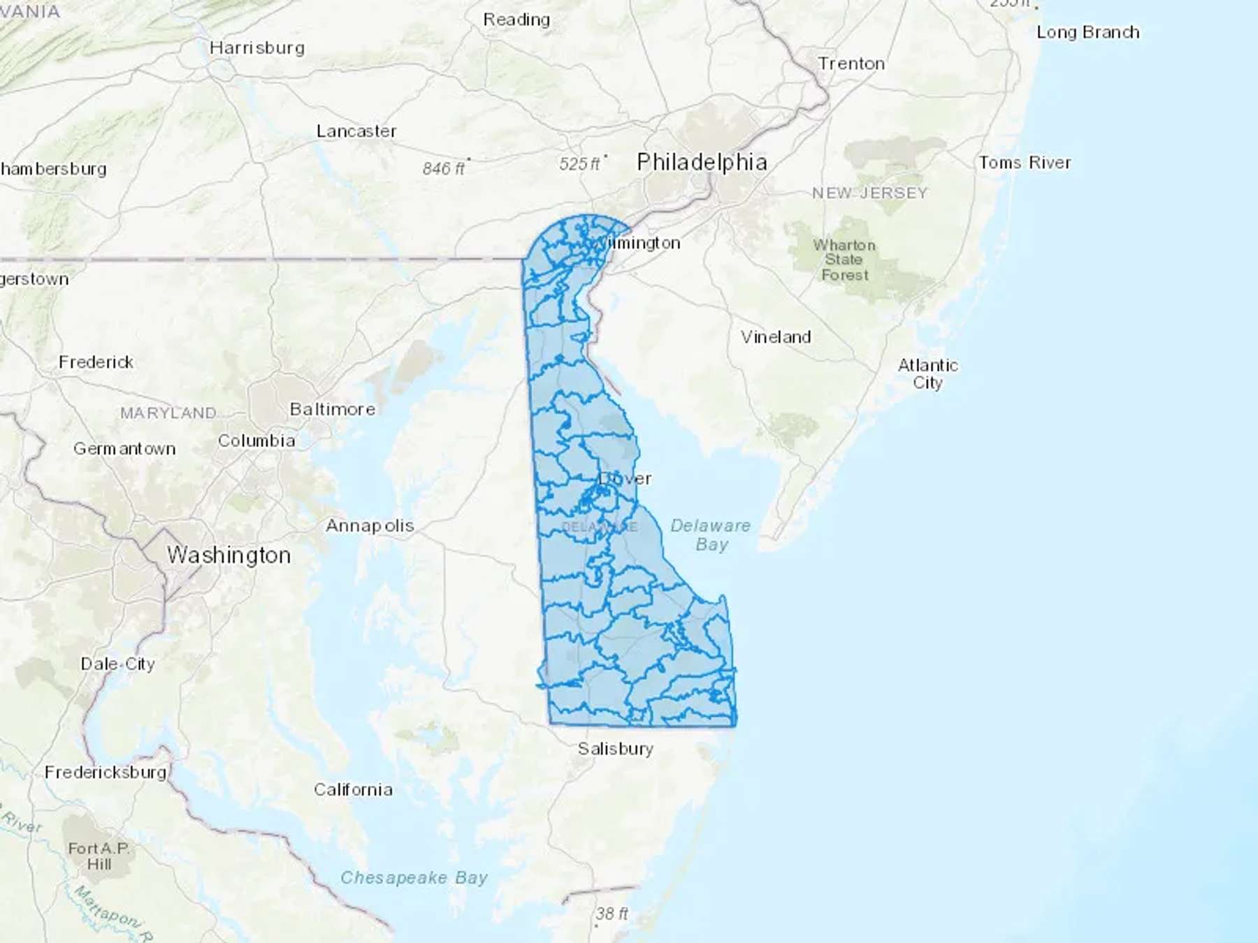 Delaware Cash Heating Oil Delivery Map Map of the COD Fuel Oil Delivery Service Area for DE