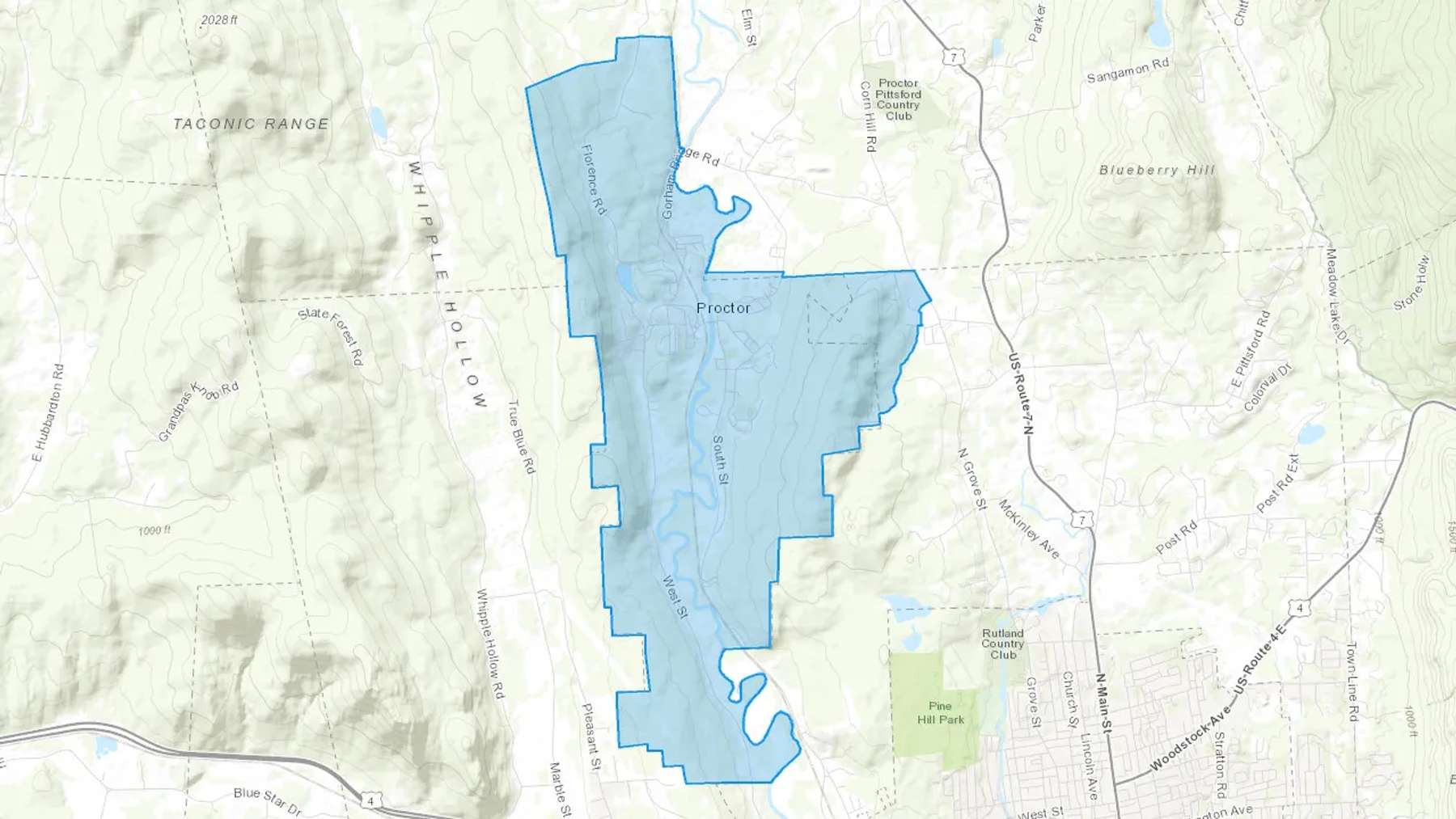 Proctor, VT Cash heating Oil delivery map Map of the COD Fuel Oil delivery service area for Proctor, VT