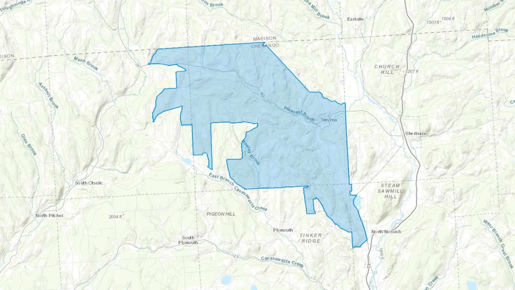 Smyrna, NY Cash heating Oil delivery map Map of the COD Fuel Oil delivery service area for Smyrna, NY