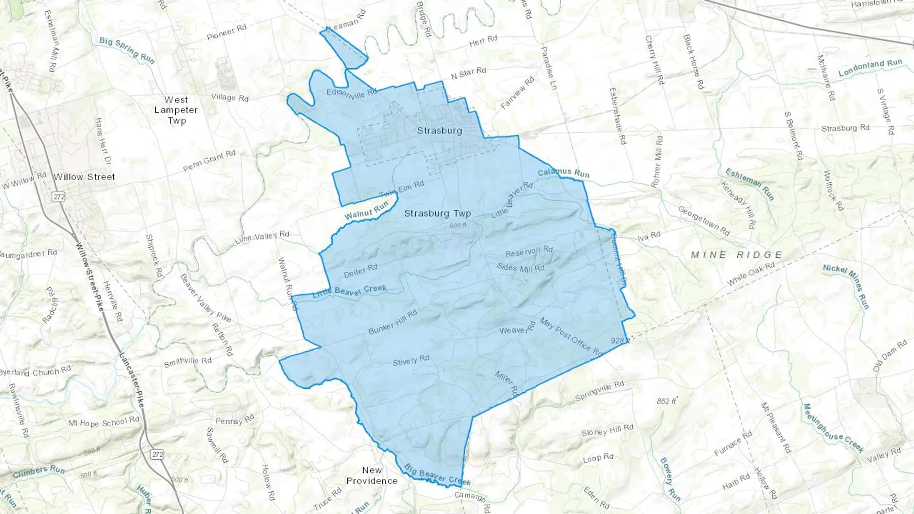 Strasburg, PA Cash heating Oil delivery map Map of the COD Fuel Oil delivery service area for Strasburg, PA