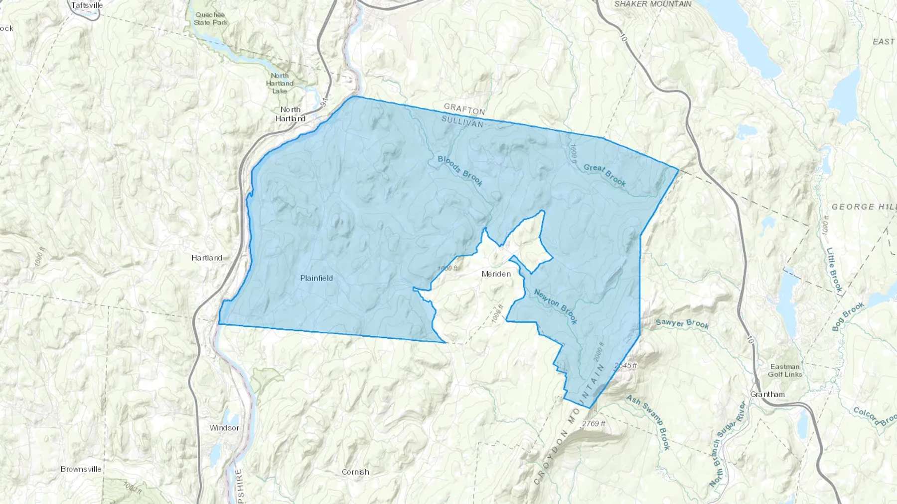 Plainfield, NH Cash heating Oil delivery map Map of the COD Fuel Oil delivery service area for Plainfield, NH