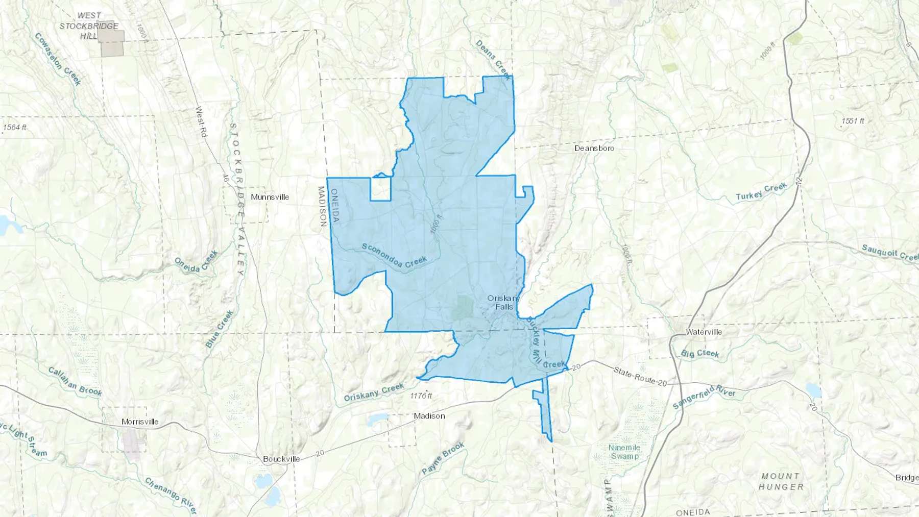 Oriskany Falls, NY Cash heating Oil delivery map Map of the COD Fuel Oil delivery service area for Oriskany Falls, NY