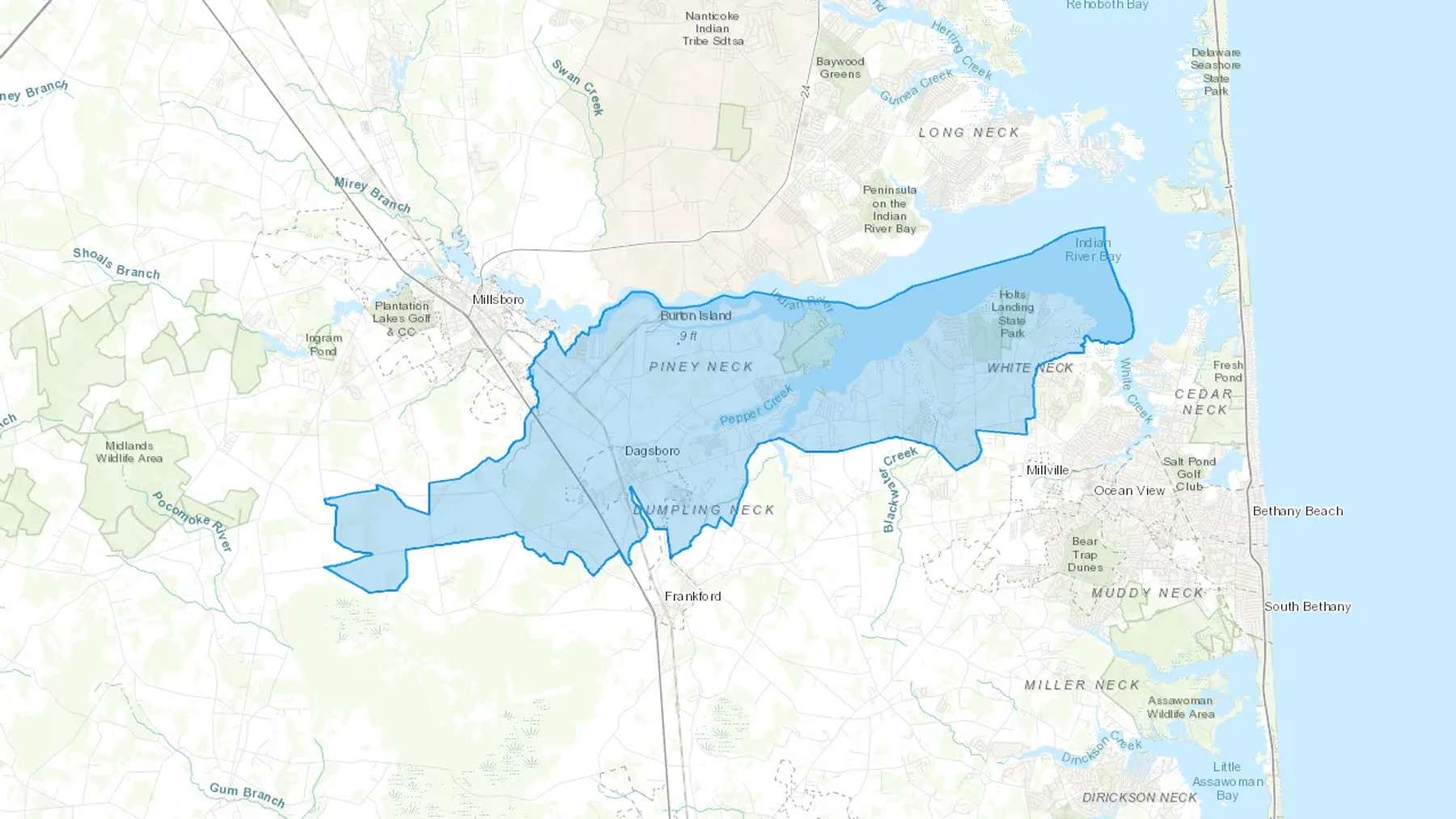 Dagsboro, DE Cash heating Oil delivery map Map of the COD Fuel Oil delivery service area for Dagsboro, DE