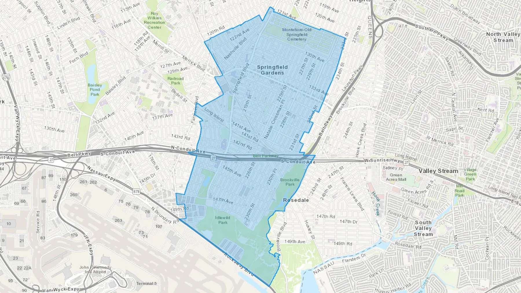 Springfield Gardens, NY Cash heating Oil delivery map Map of the COD Fuel Oil delivery service area for Springfield Gardens, NY