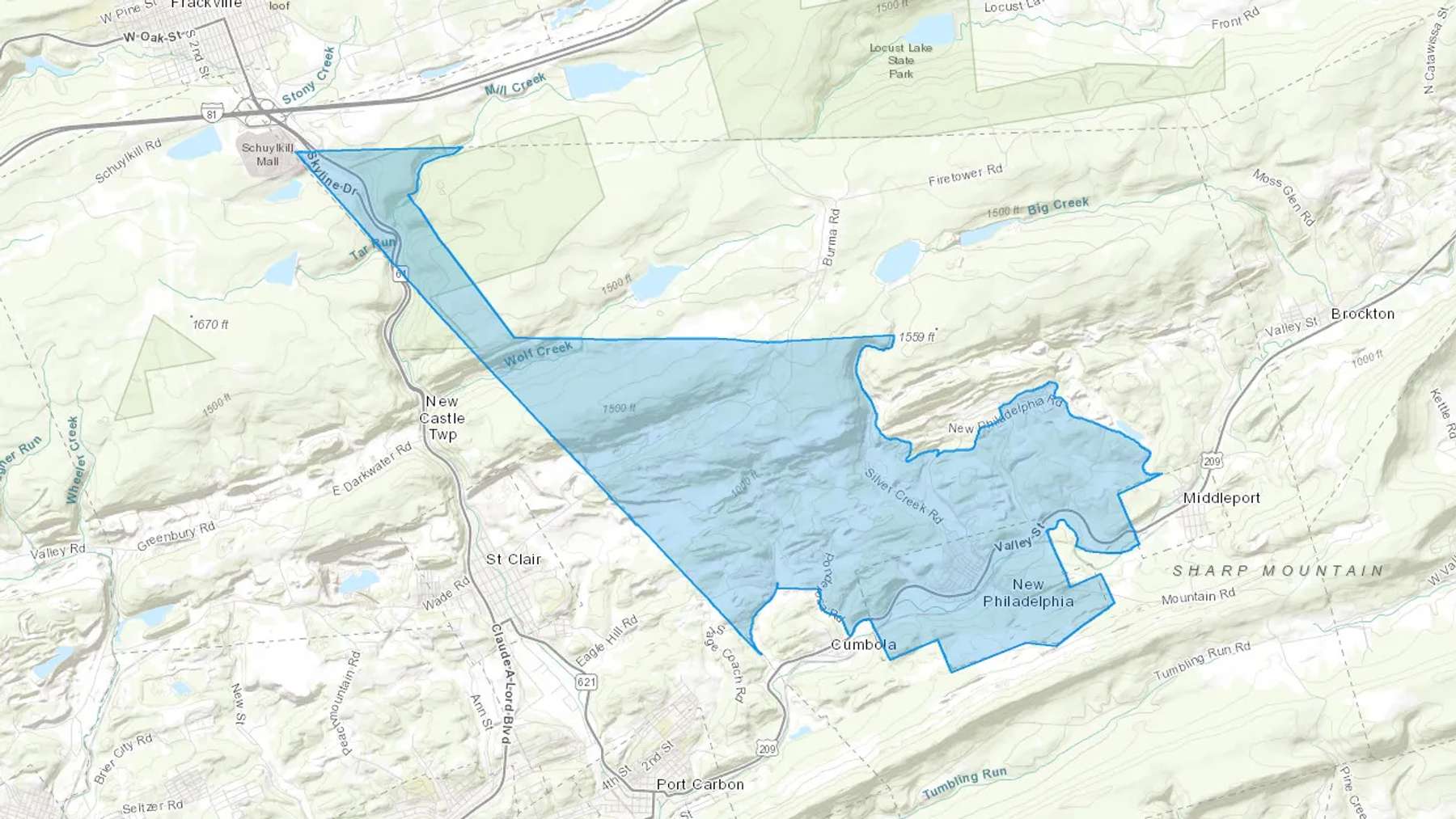 New Philadelphia, PA Cash heating Oil delivery map Map of the COD Fuel Oil delivery service area for New Philadelphia, PA