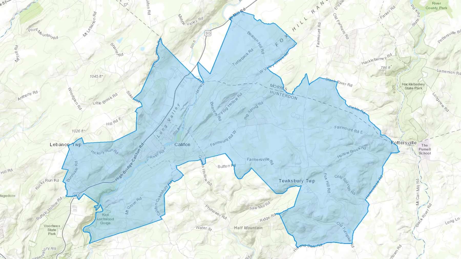 Califon, NJ Cash heating Oil delivery map Map of the COD Fuel Oil delivery service area for Califon, NJ