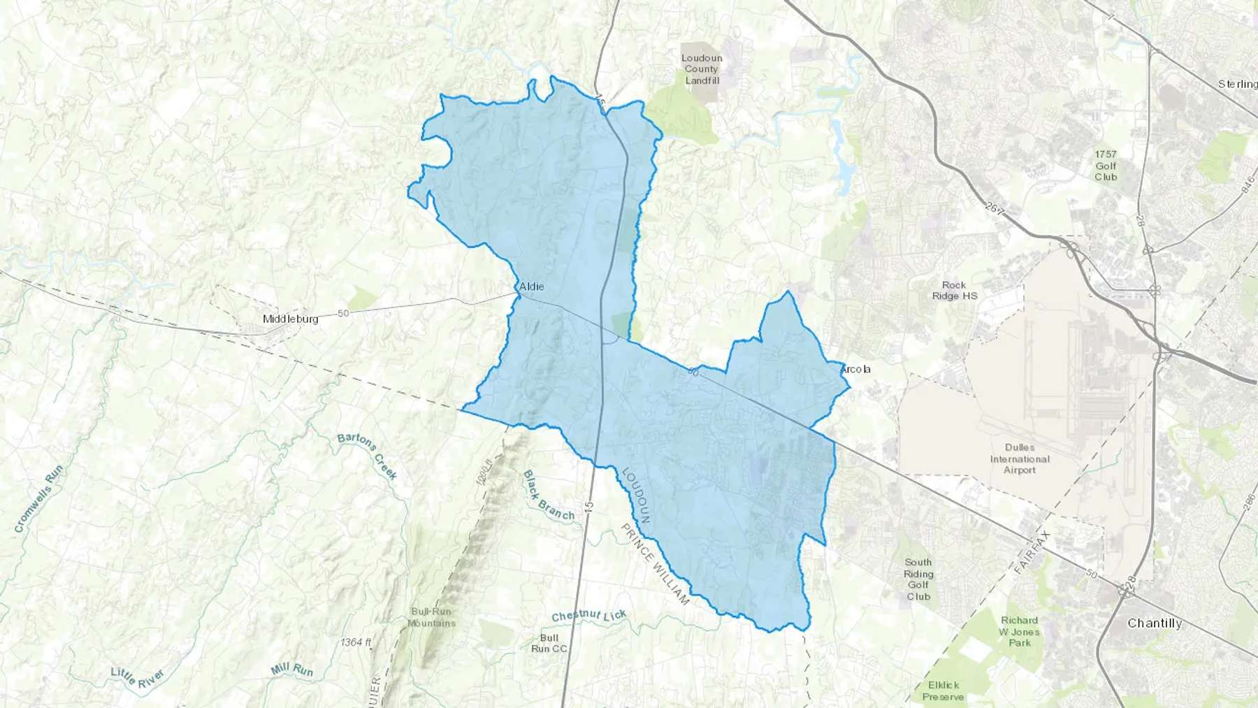 Aldie, VA Cash heating Oil delivery map Map of the COD Fuel Oil delivery service area for Aldie, VA