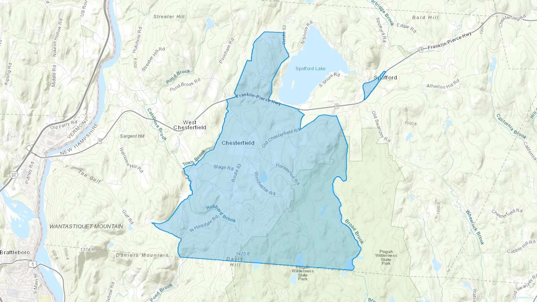 Chesterfield, NH Cash heating Oil delivery map Map of the COD Fuel Oil delivery service area for Chesterfield, NH