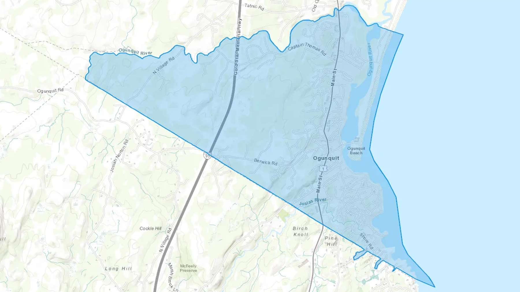 Ogunquit, ME Cash heating Oil delivery map Map of the COD Fuel Oil delivery service area for Ogunquit, ME