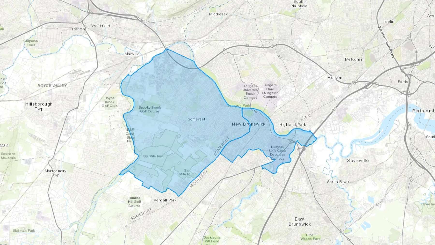 Somerset, NJ Cash heating Oil delivery map Map of the COD Fuel Oil delivery service area for Somerset, NJ
