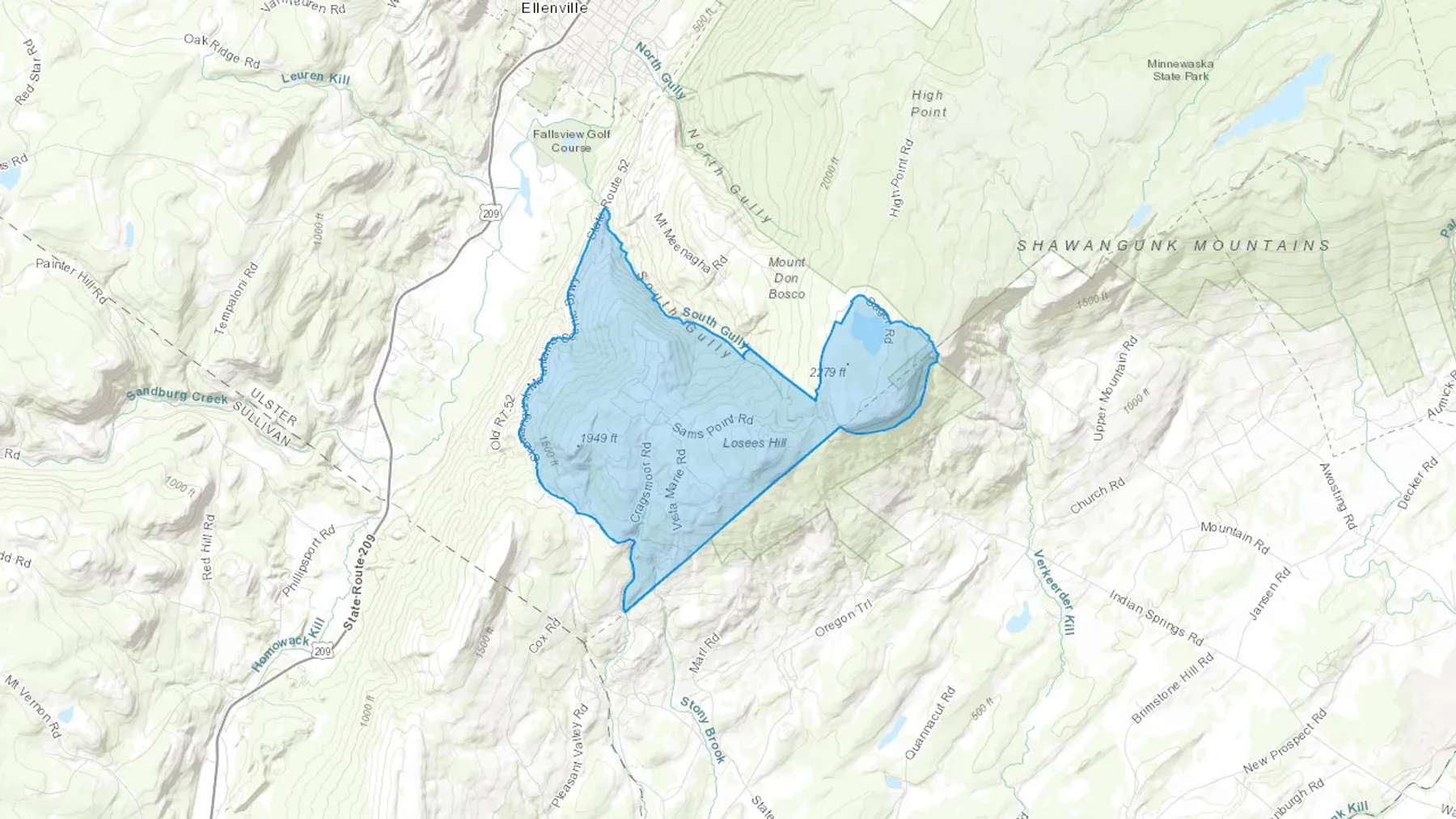 Cragsmoor, NY Cash heating Oil delivery map Map of the COD Fuel Oil delivery service area for Cragsmoor, NY