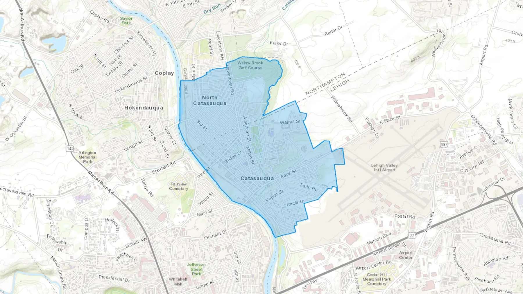 Catasauqua, PA Cash heating Oil delivery map Map of the COD Fuel Oil delivery service area for Catasauqua, PA