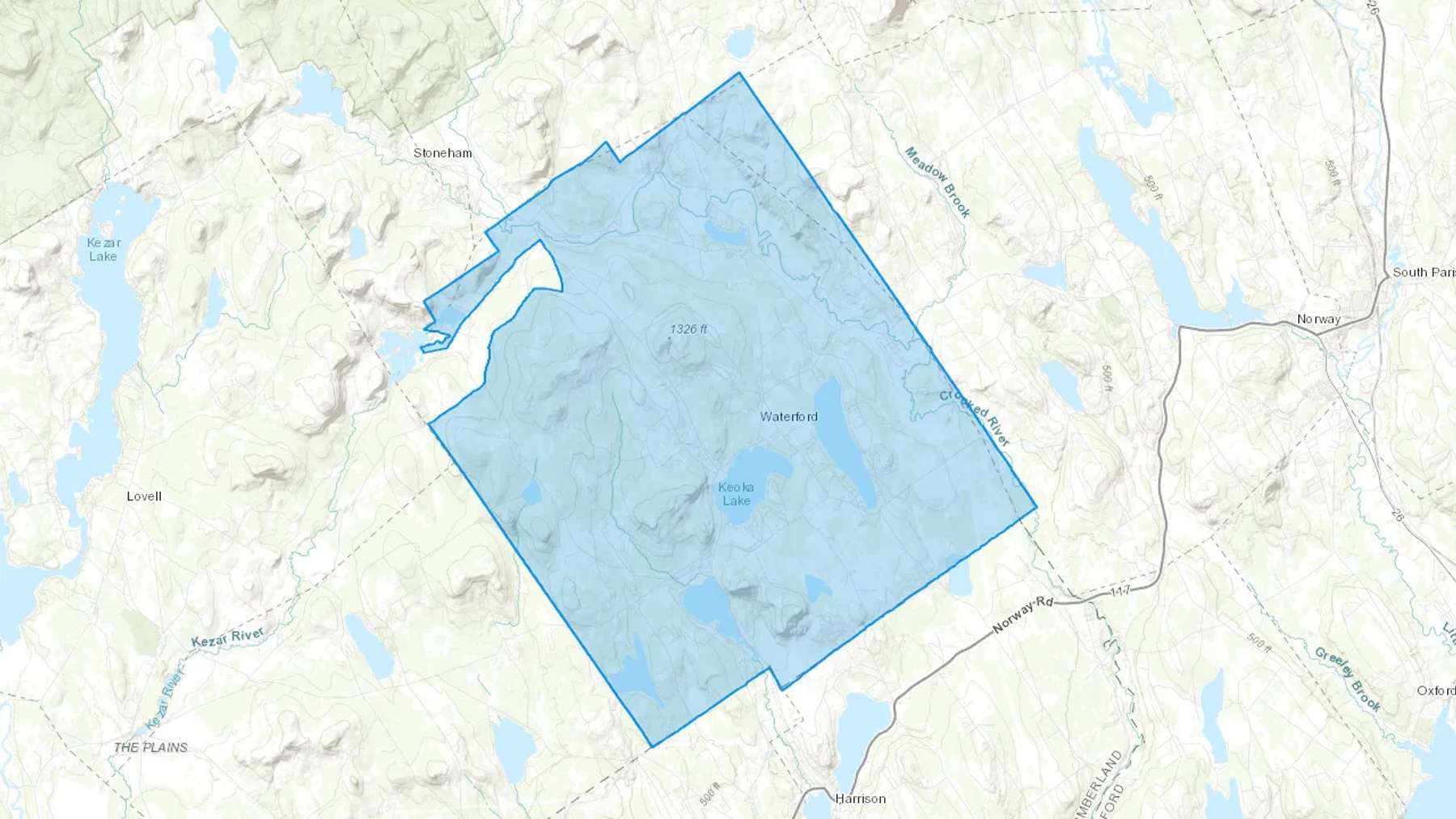Waterford, ME Cash heating Oil delivery map Map of the COD Fuel Oil delivery service area for Waterford, ME