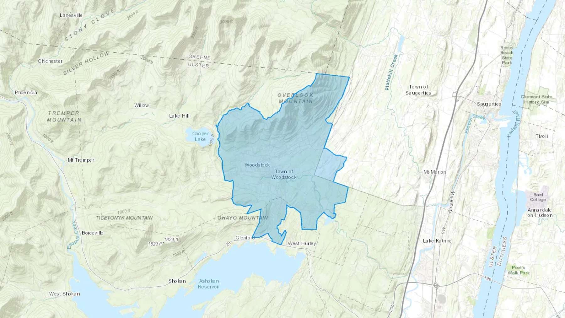 Woodstock, NY Cash heating Oil delivery map Map of the COD Fuel Oil delivery service area for Woodstock, NY
